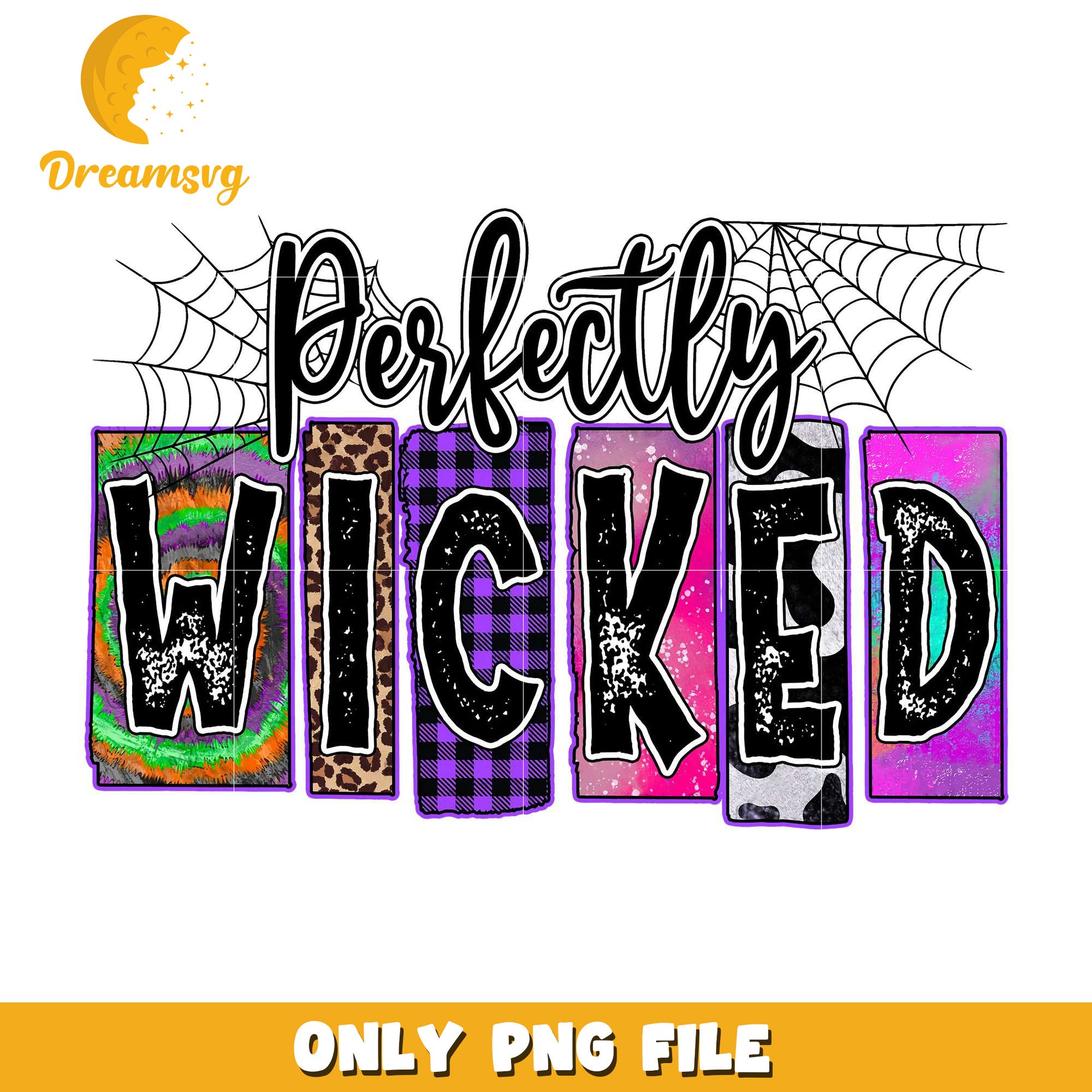 Halloween Perfectly Wicked Retro png, spooky halloween​​​​ png, fall season png
