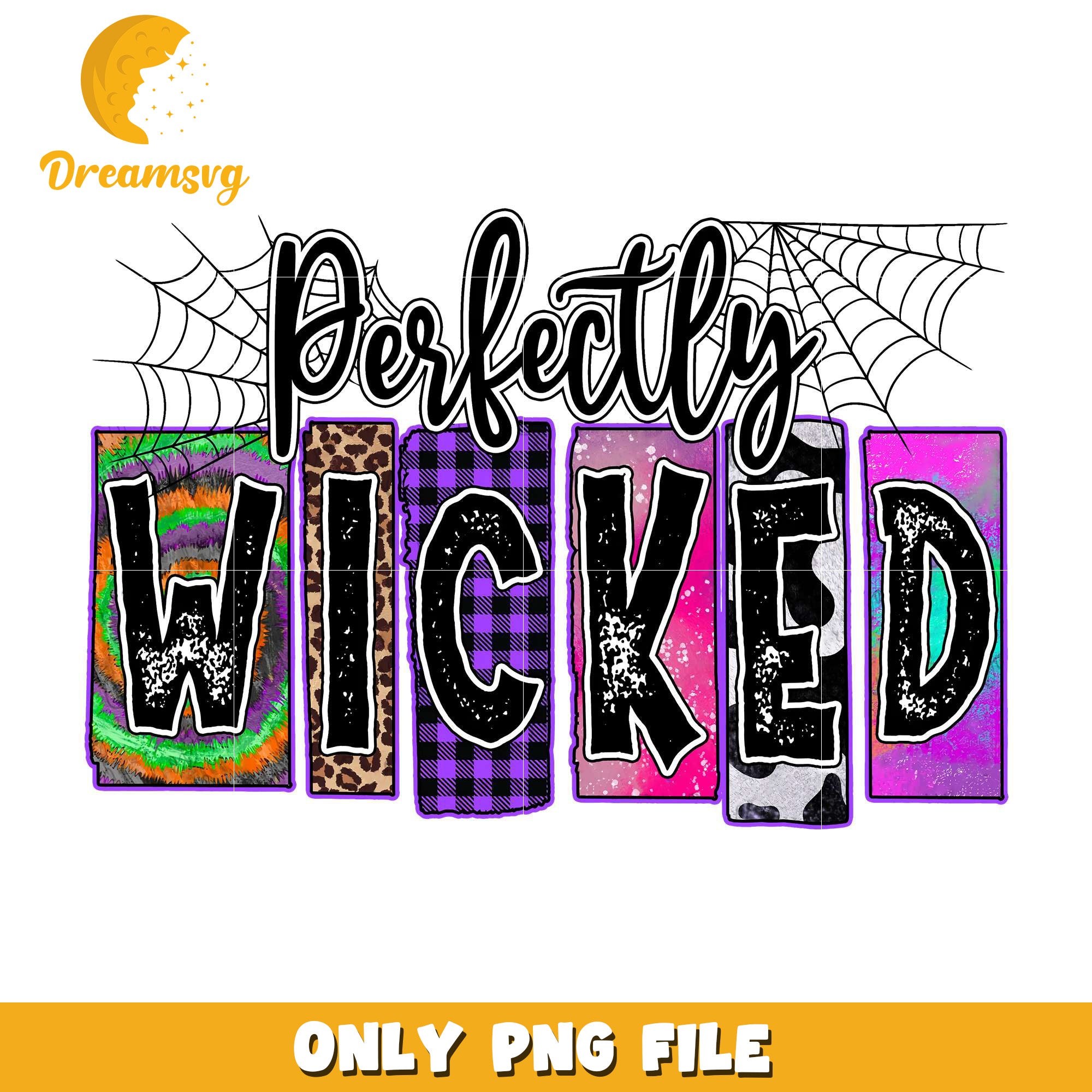Halloween Perfectly Wicked Retro png, spooky halloween​​​​ png, fall season png