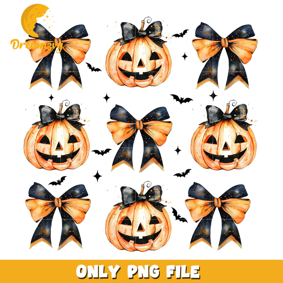 Halloween Pumpkin Coquette Bow Spooky Season png, spooky halloween​​​​ png, fall season png