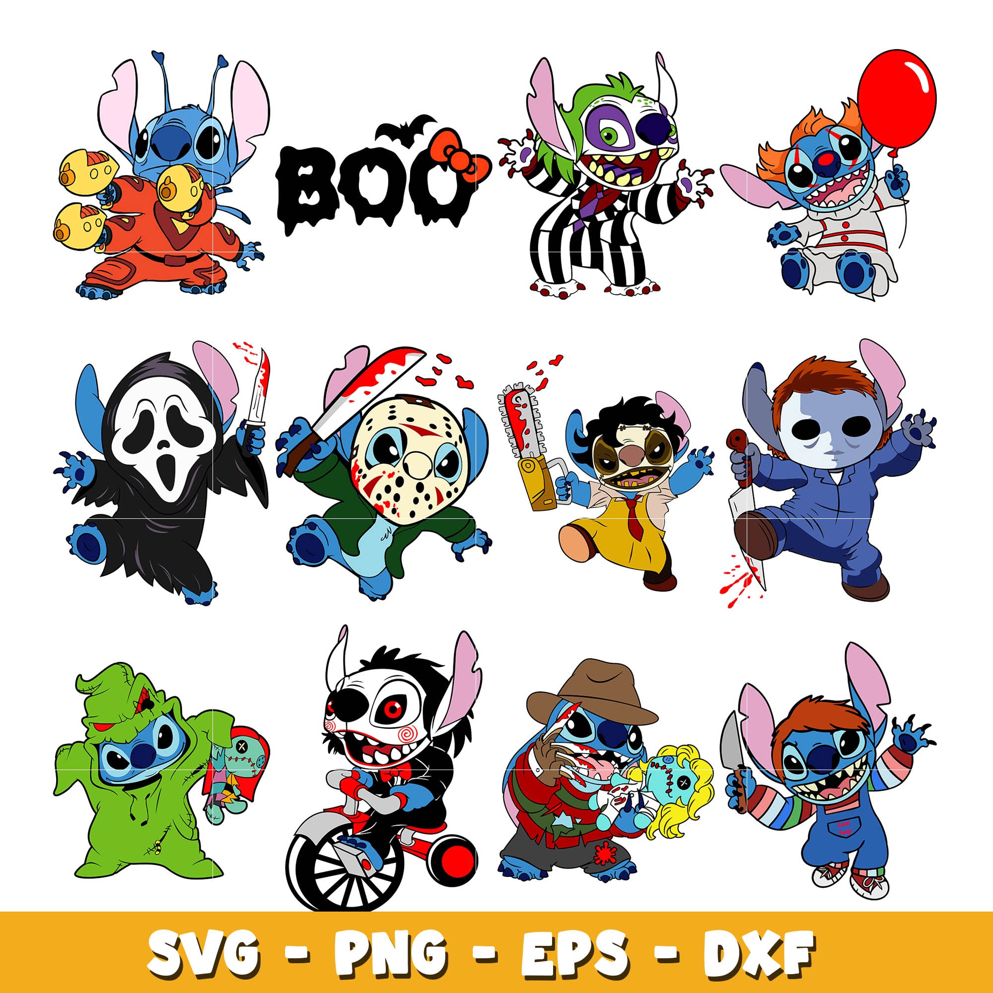 Disney Stitch Halloween bundle svg, Disney cartoon svg, Digital downlo ...