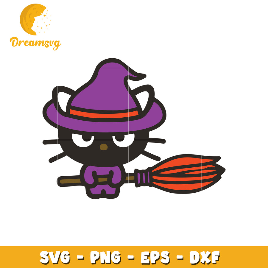 Halloween Witch Cat SVG Cut File