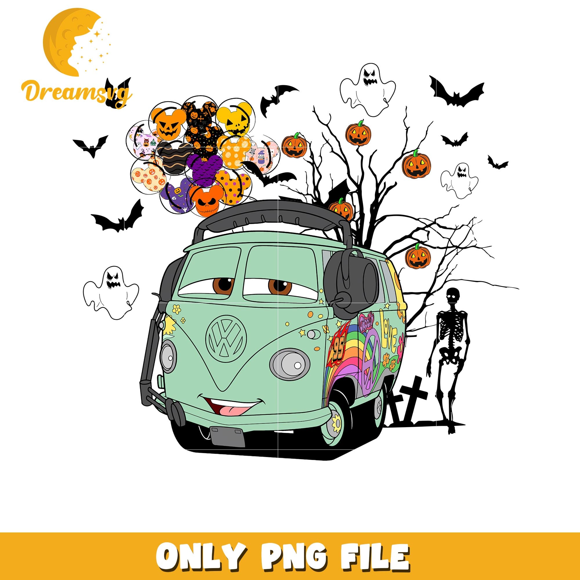 Halloween Cars Fillmore png, Disney Pixar cartoon characters png