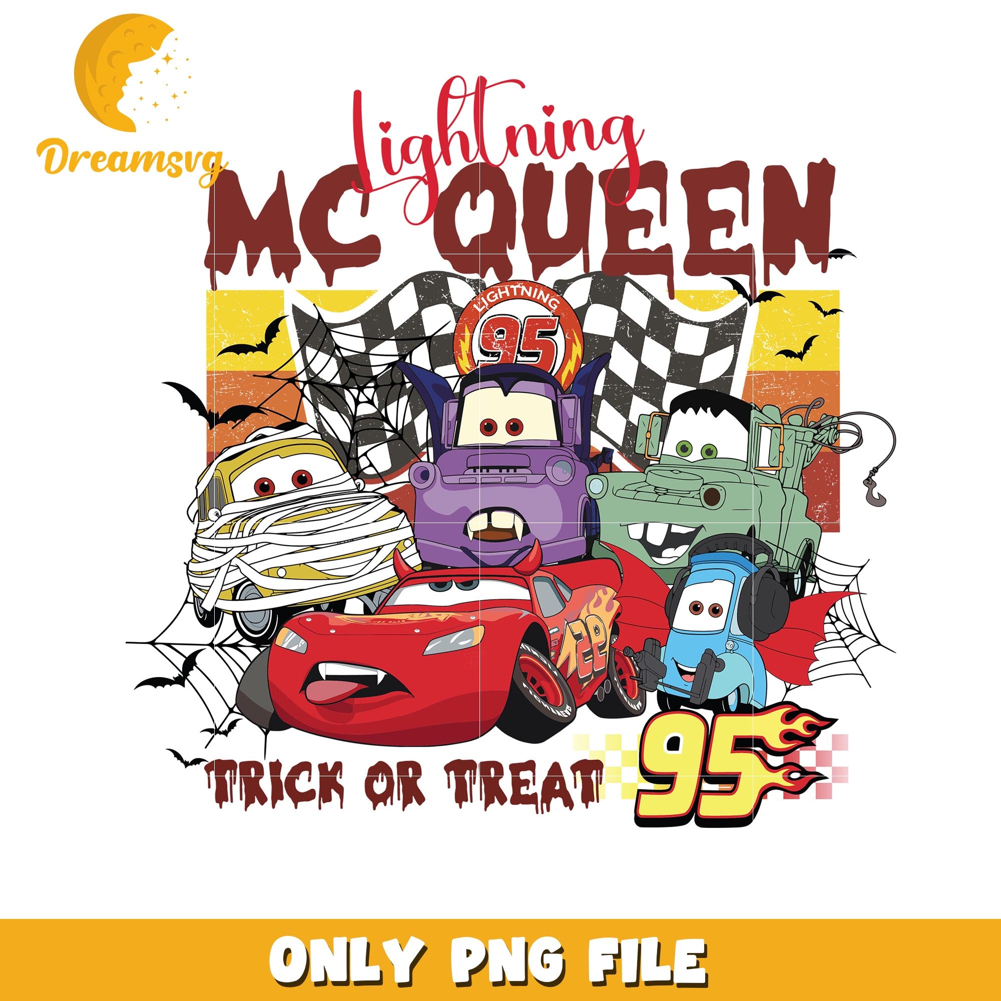Halloween Cars Mc Queen and his friends png, Disney Pixar cartoon characters png