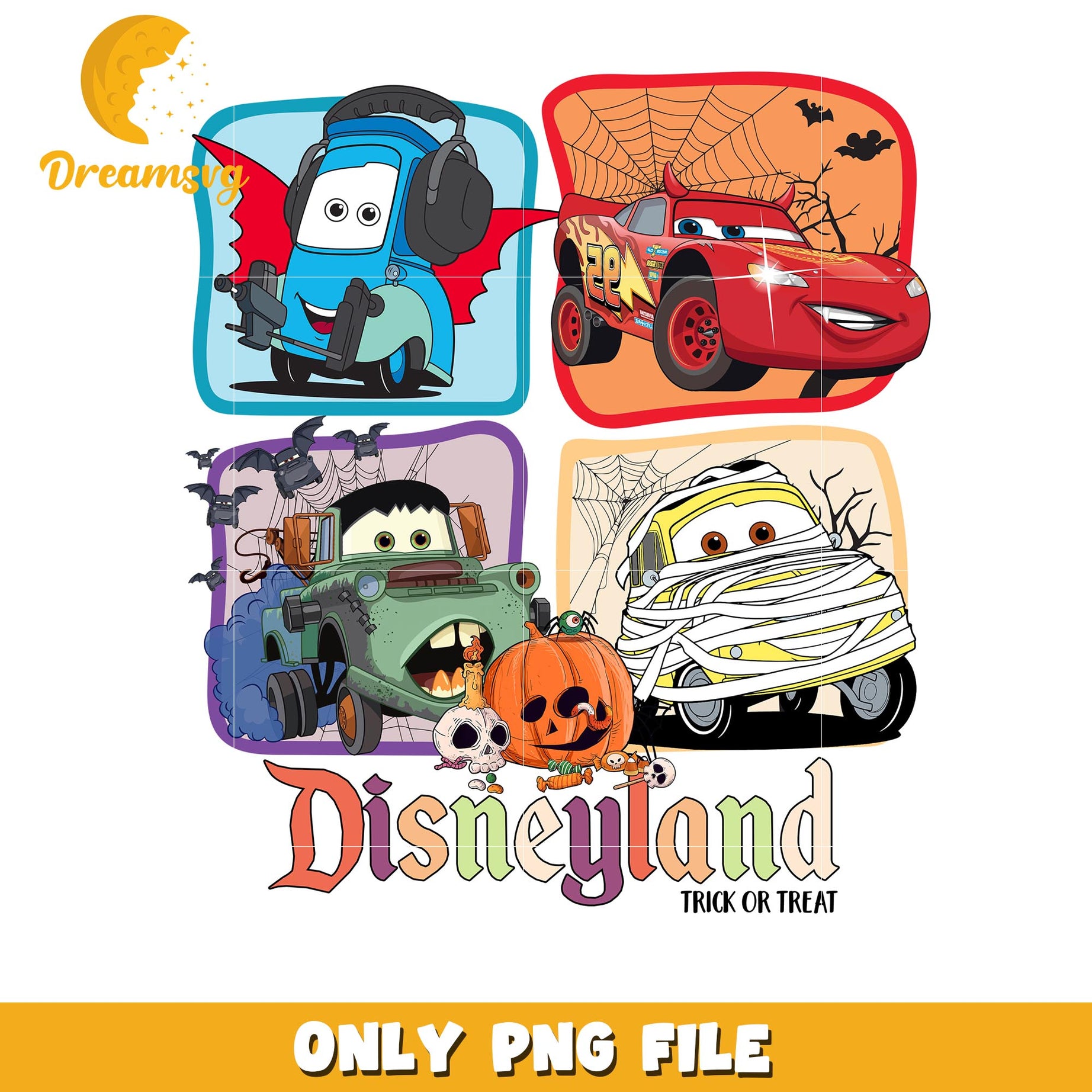Halloween Cars cartoon characters png, Disneyland Pixar cartoon characters png