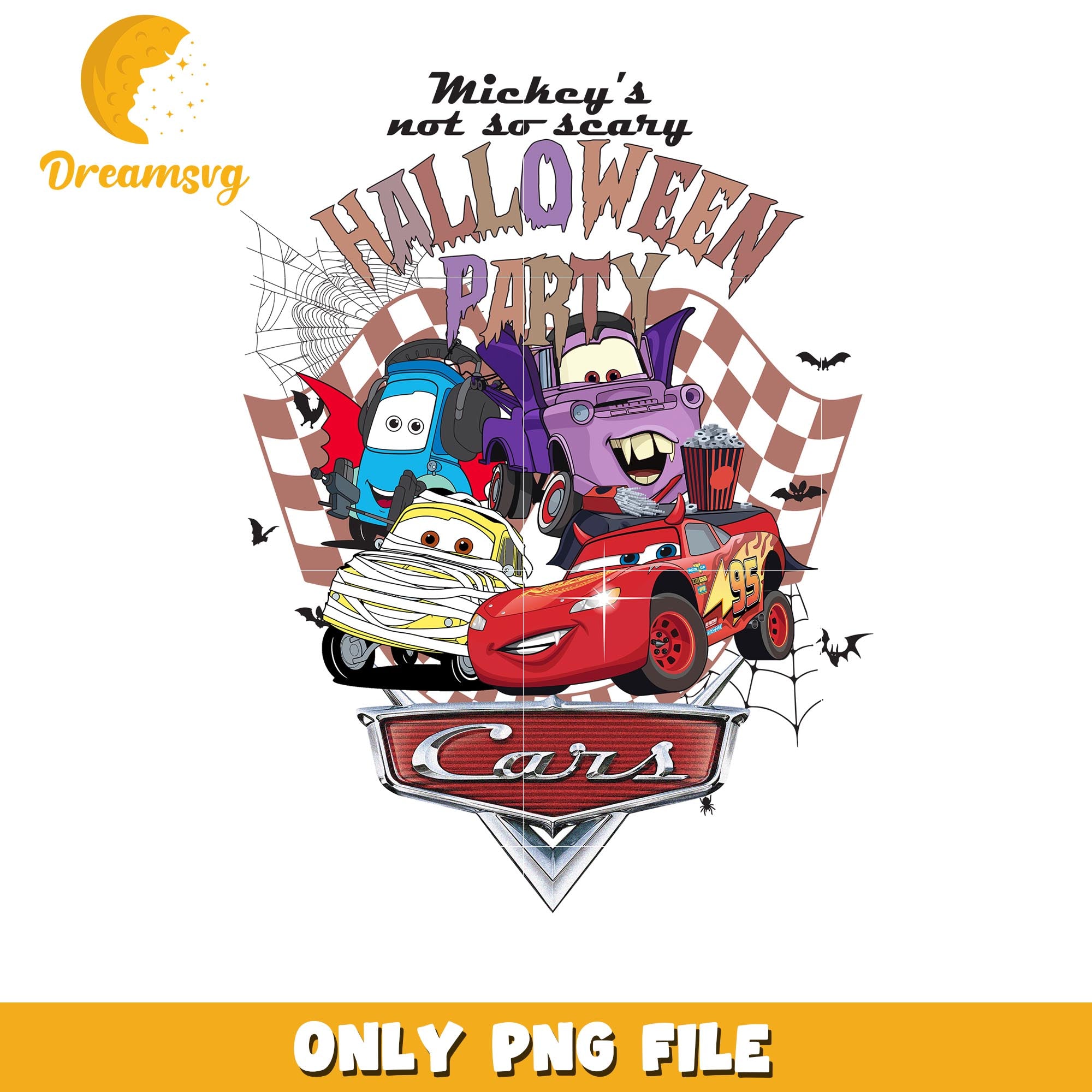 Halloween Cars characters not so scary png, Disney Pixar cartoon characters png