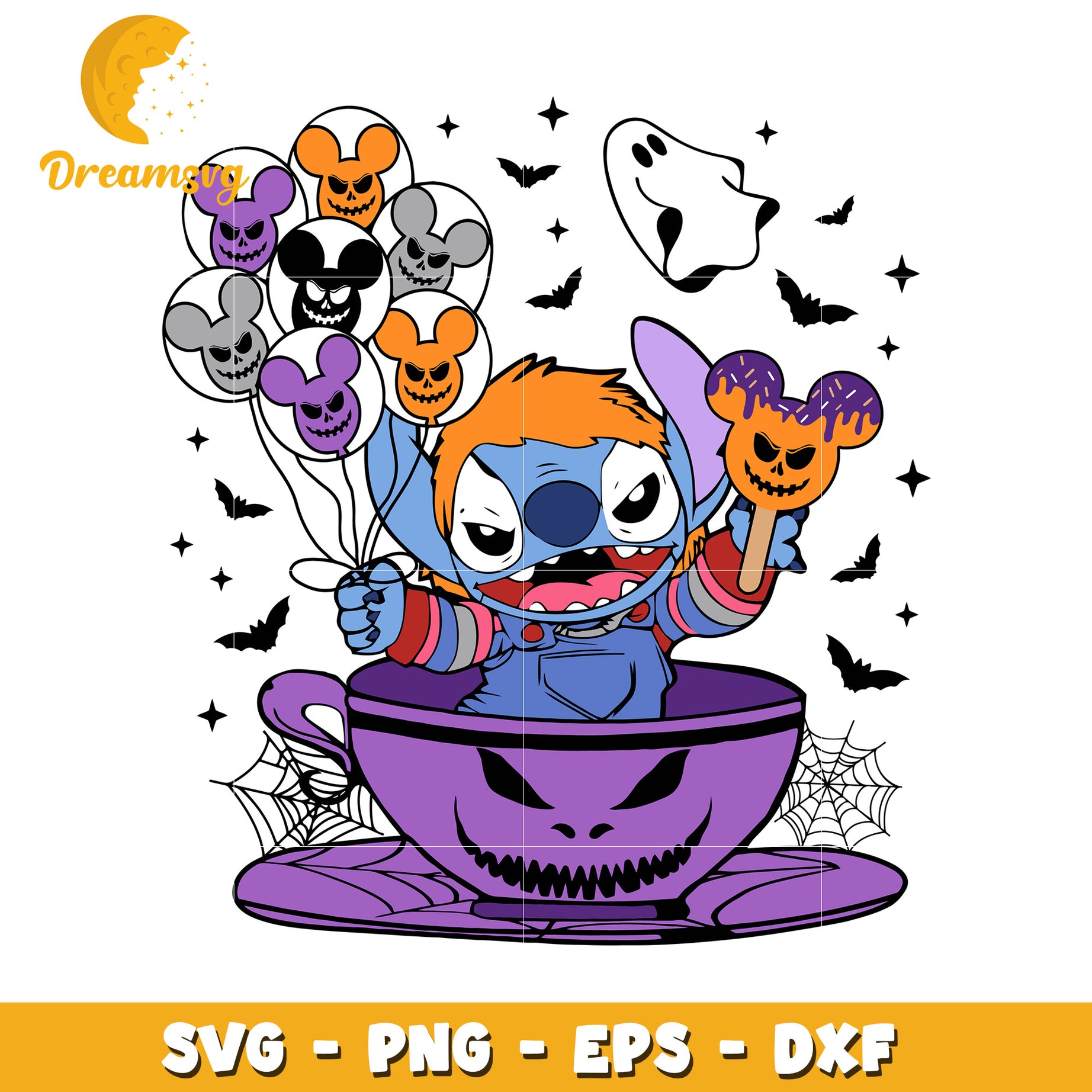 Halloween Chucky Stitch svg, Disney friends halloween vibes svg