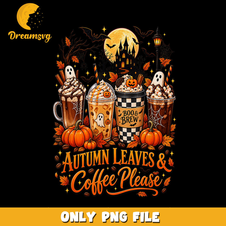 Halloween Coffee PNG, Autumn Vibes, Seasonal Art PNG