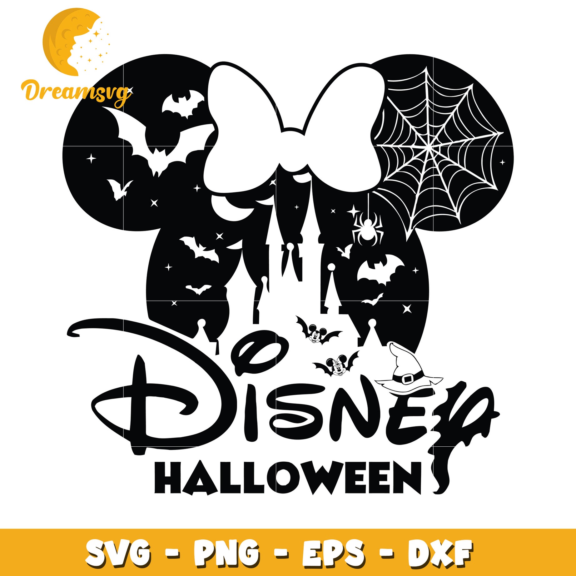 Halloween Disney Minnie head svg, Disney friends halloween vibes svg