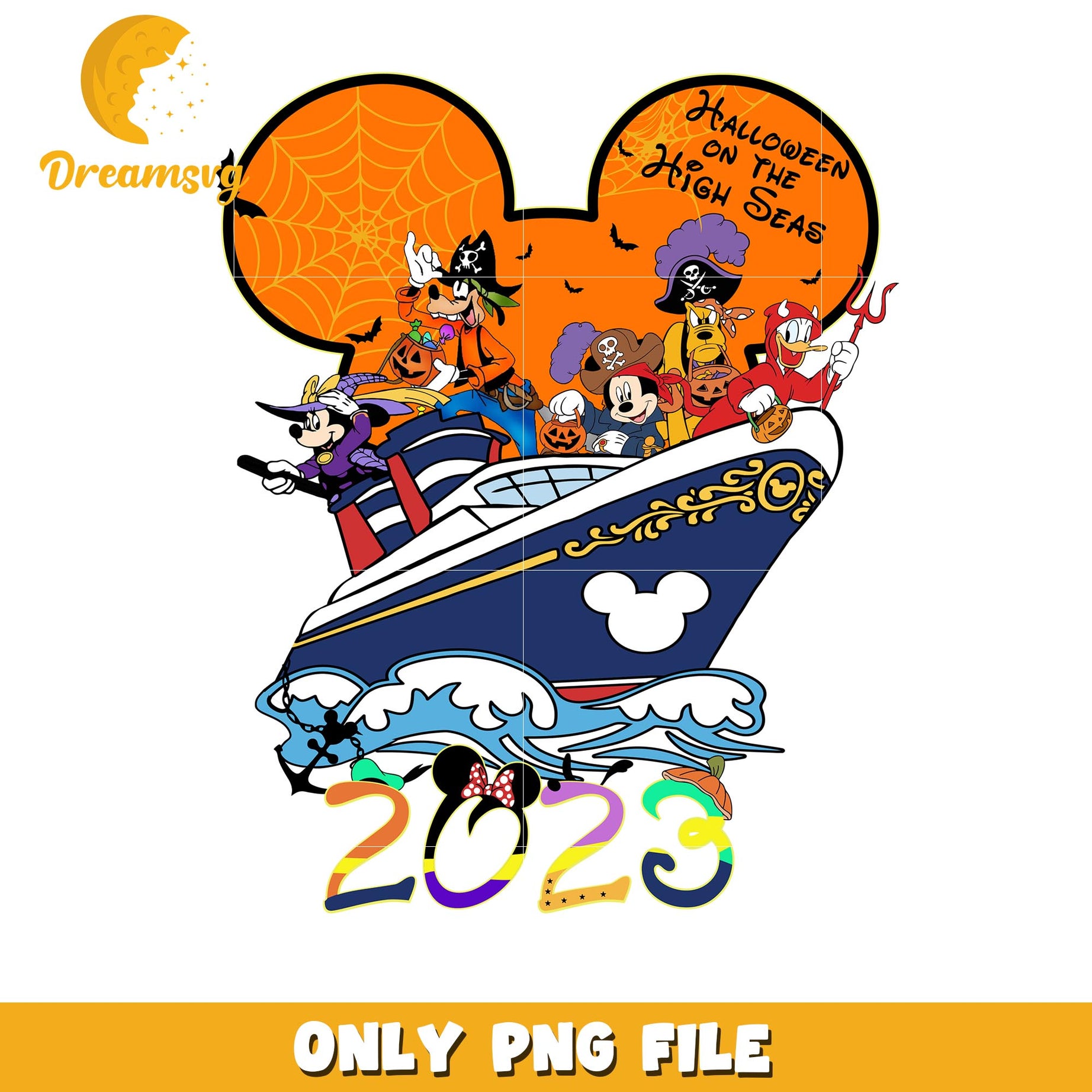 Halloween Disney cruise ship png, Disney cartoon halloween friends png