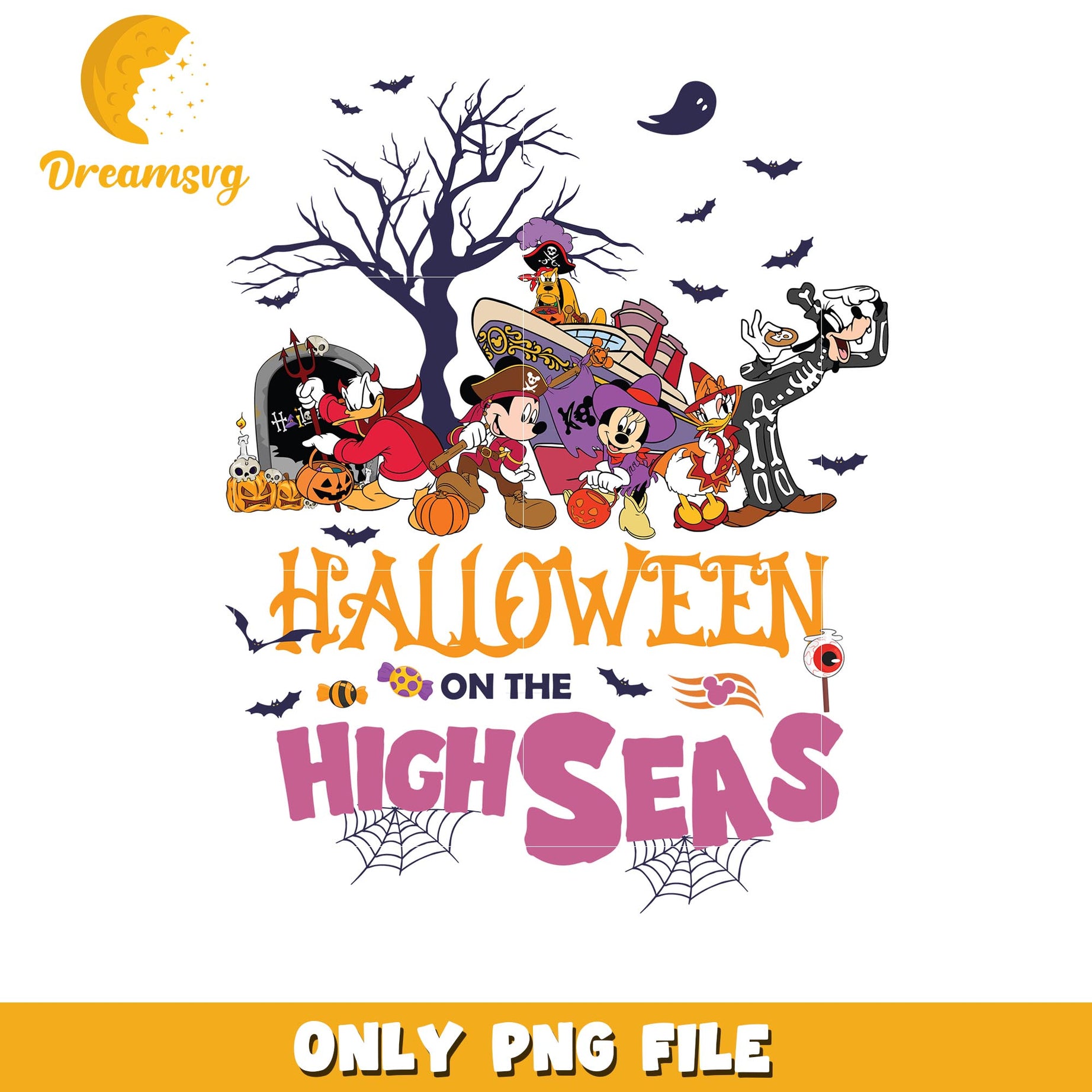 Halloween Disney on the high seas png, Disney cartoon halloween friends png