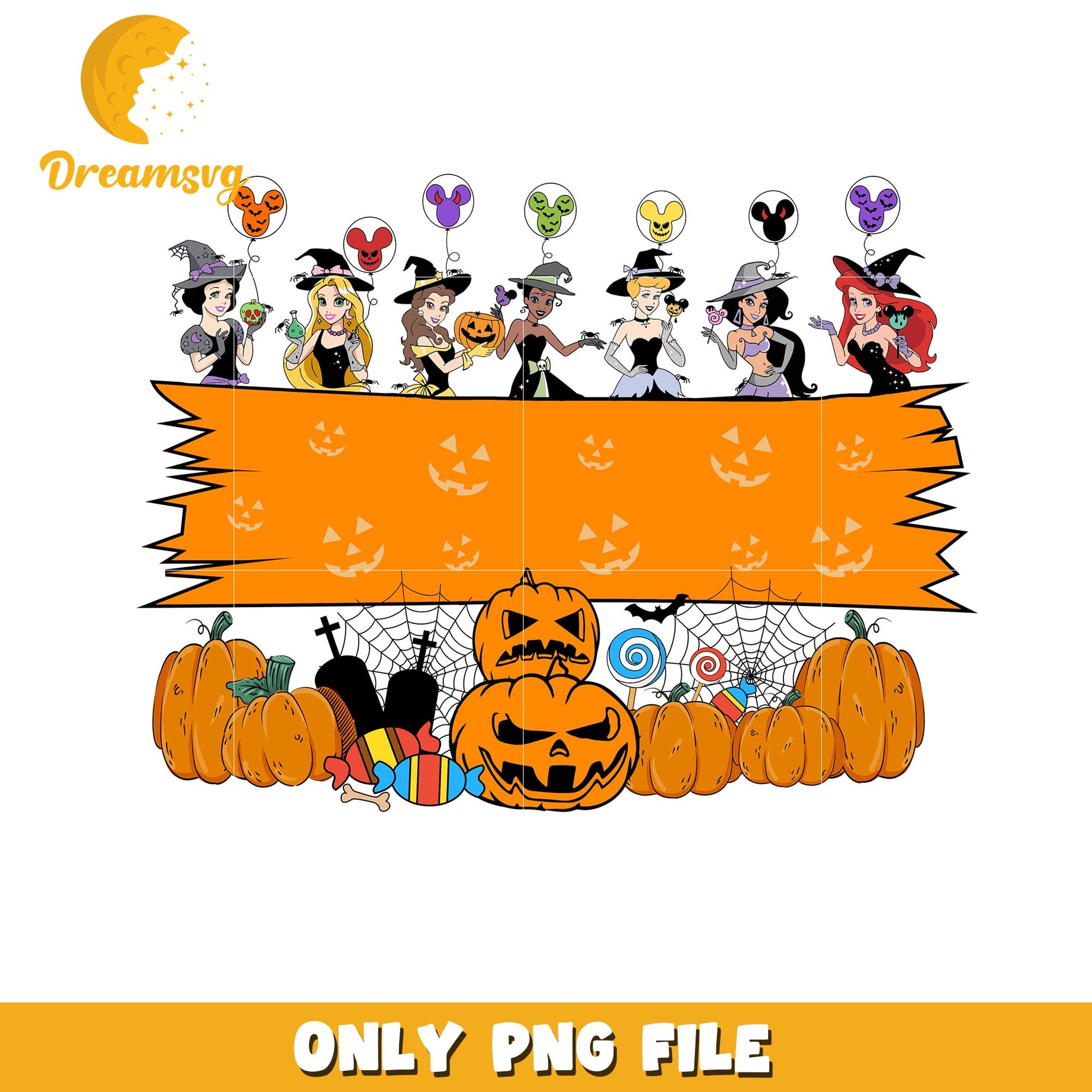Halloween Disney pumpkin princess png, Disney movies halloween princess png
