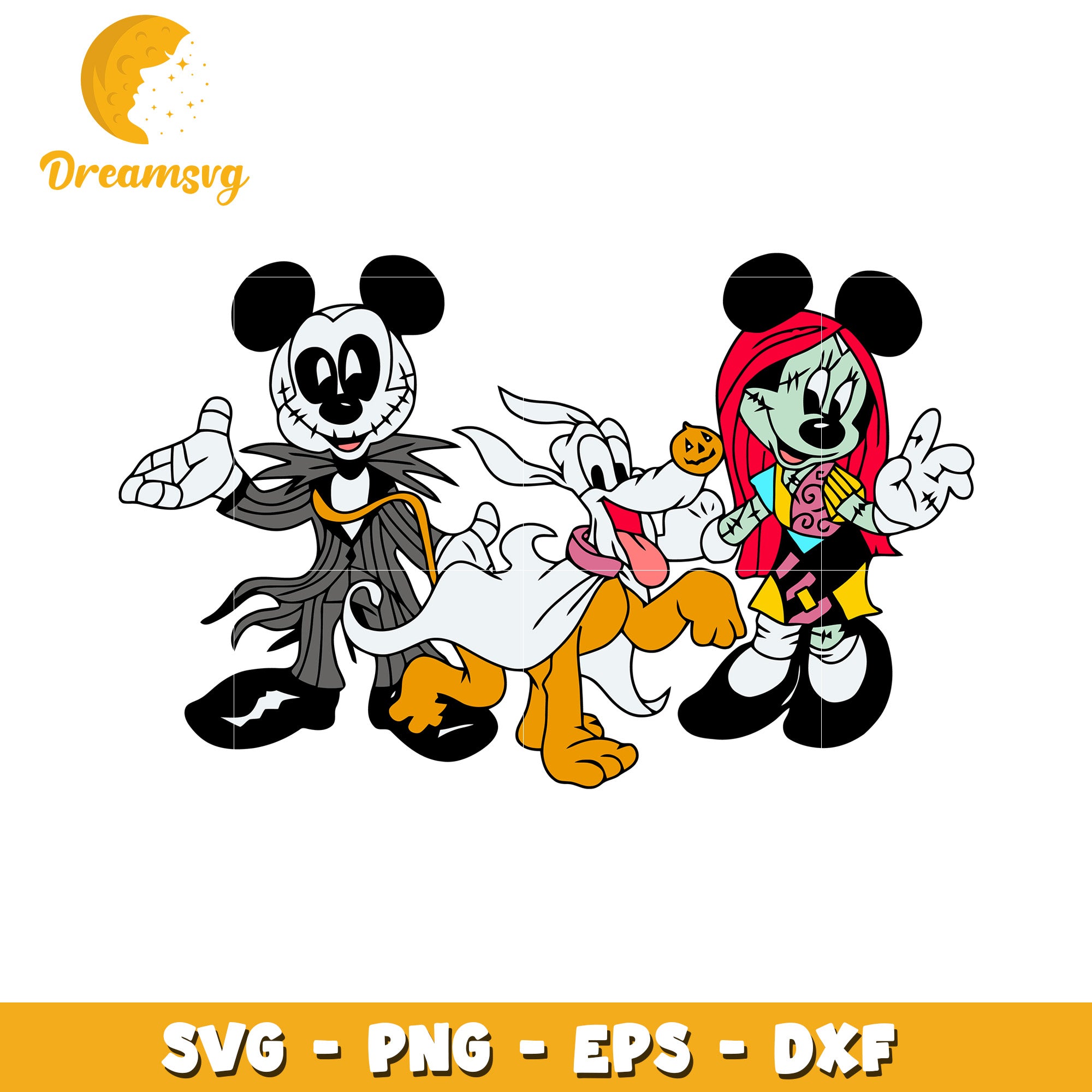 Halloween Jack Sally Mickey svg, Disney movies halloween svg