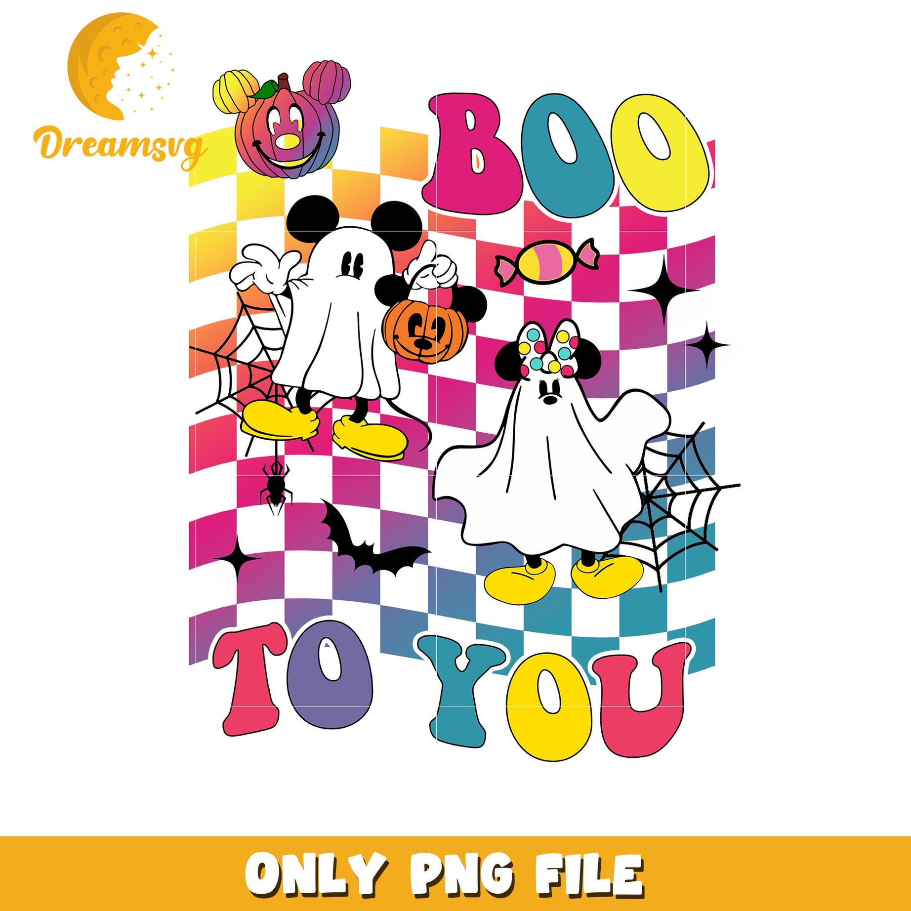 Halloween Mickey and Minnie boo to you png, Disney world halloween vibes png