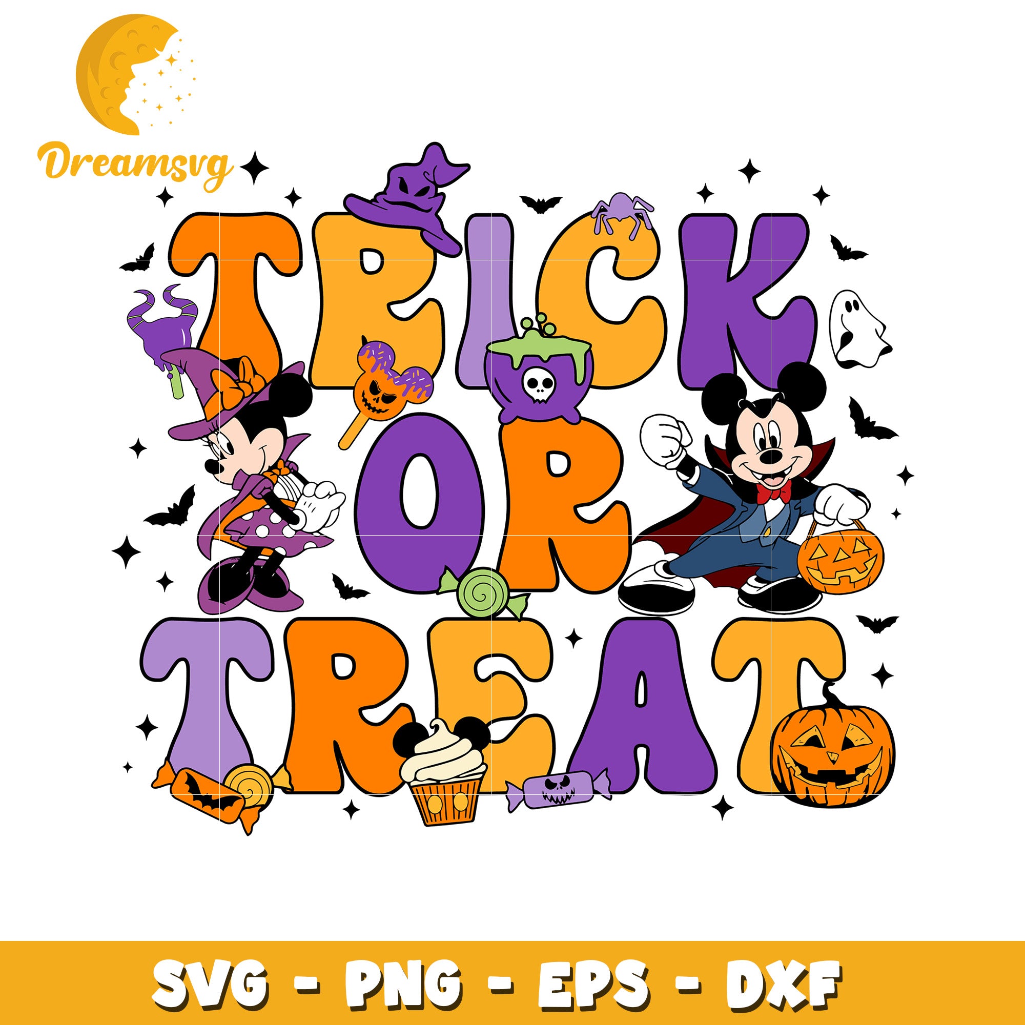 Halloween Mickey and Minnie trick or treat svg, Disney movies halloween svg
