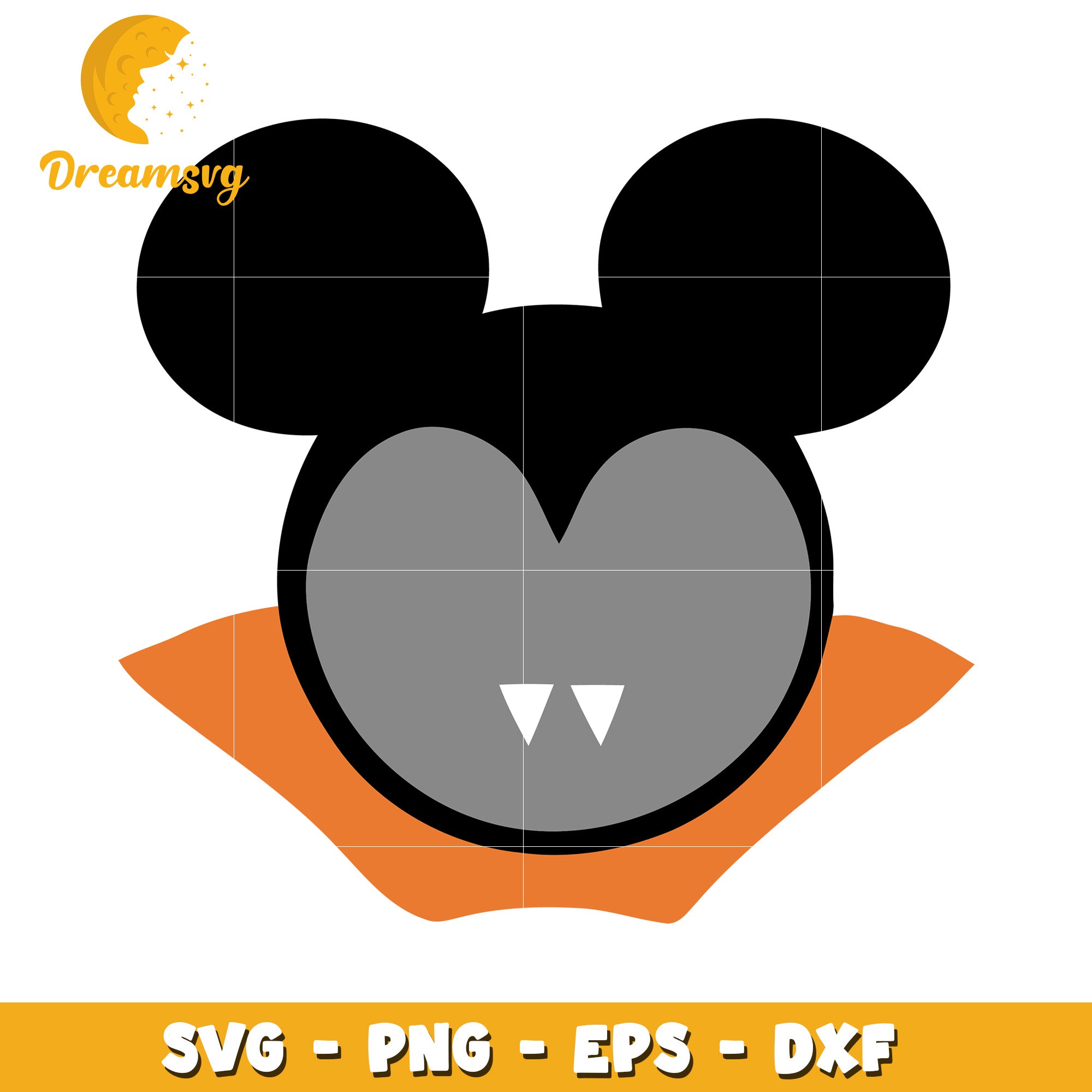 Halloween Mickey head dracula svg, Disney friends halloween vibes svg