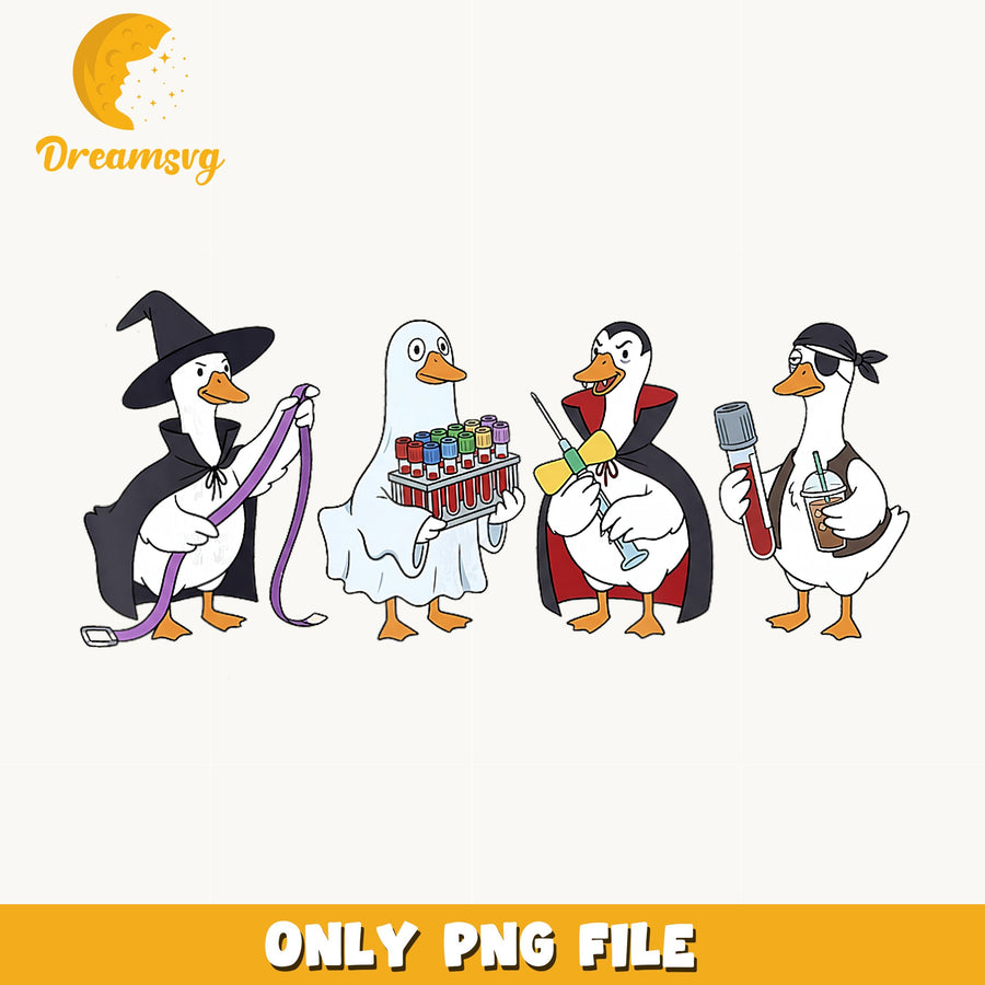 Halloween Nurse Duck Clipart PNG, Spooky Medical Ducks, Halloween PNG