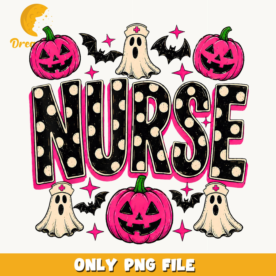 Halloween Nurse Ghost Pumpkin PNG, Spooky Nurse Design, Halloween PNG