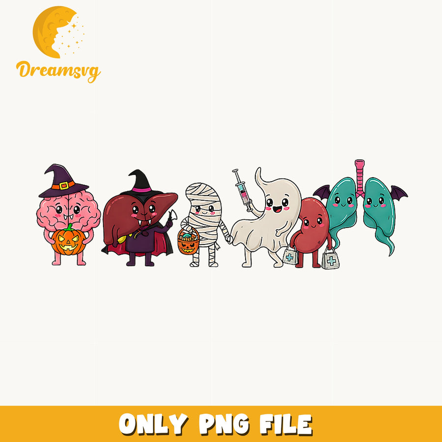 Halloween Nurse Organs Clipart PNG, Cute Medical Body, Halloween PNG