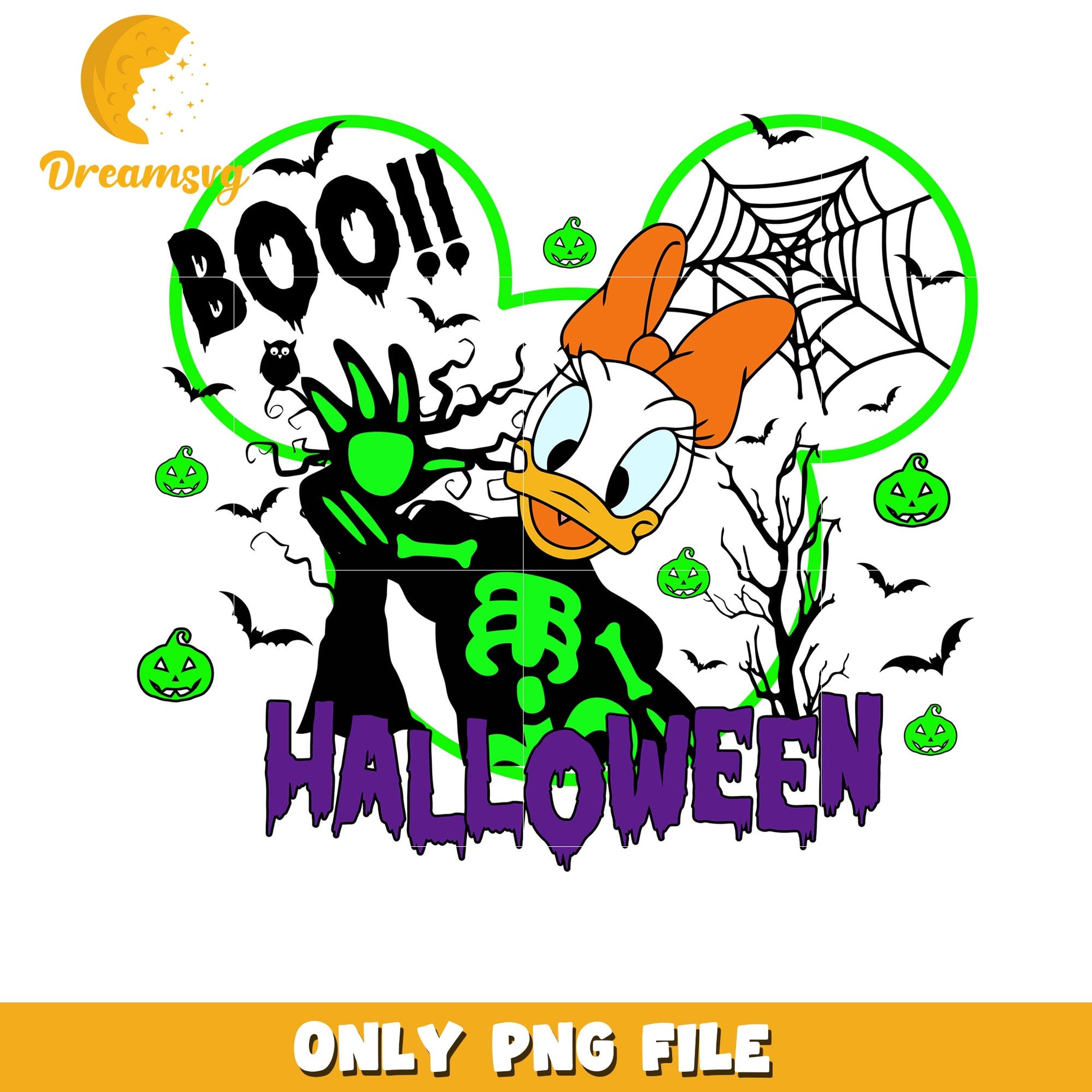 Halloween Skeleton Boo Daisy png, Disney friends halloween vibes png