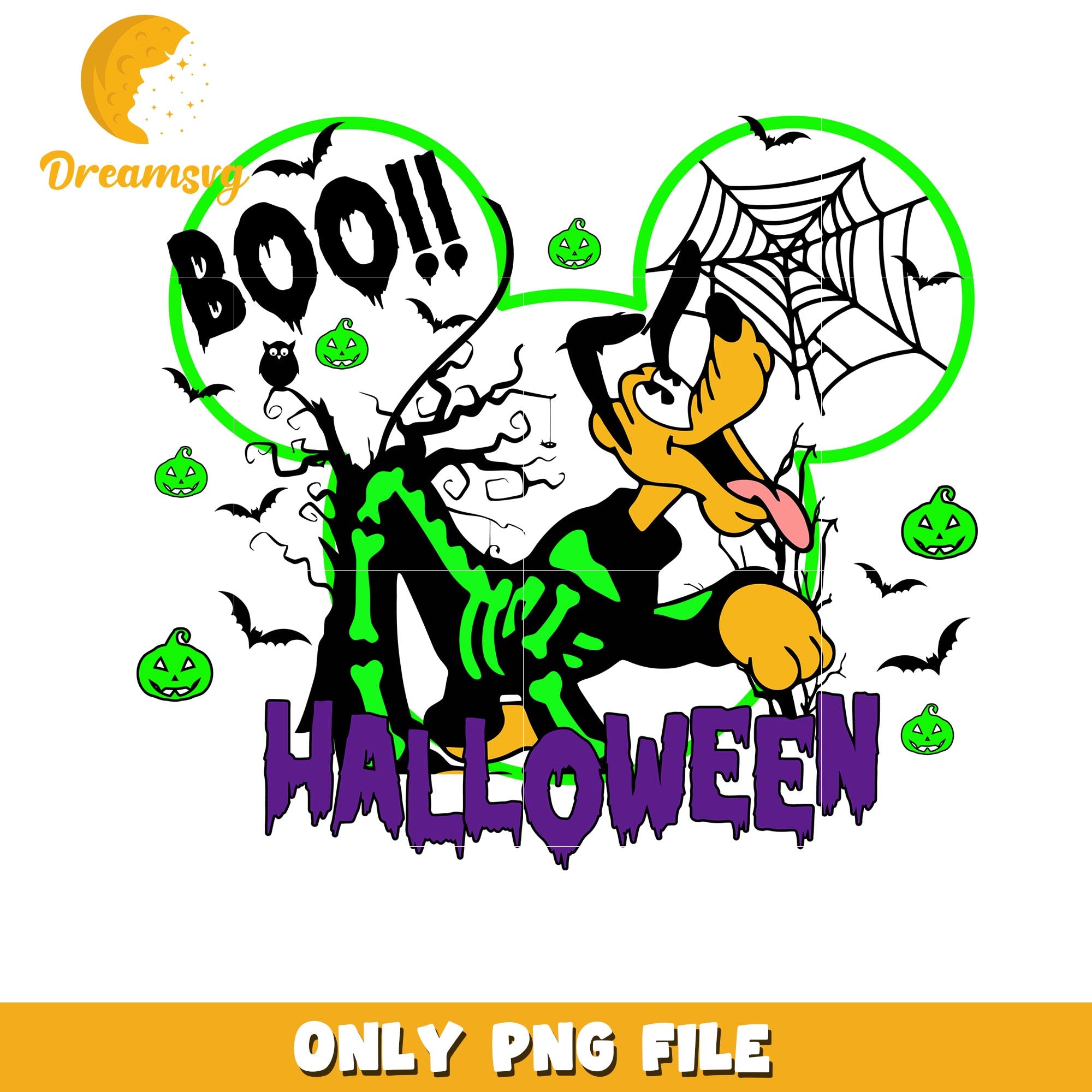 Halloween Skeleton Boo Pluto png, Disney friends halloween vibes png