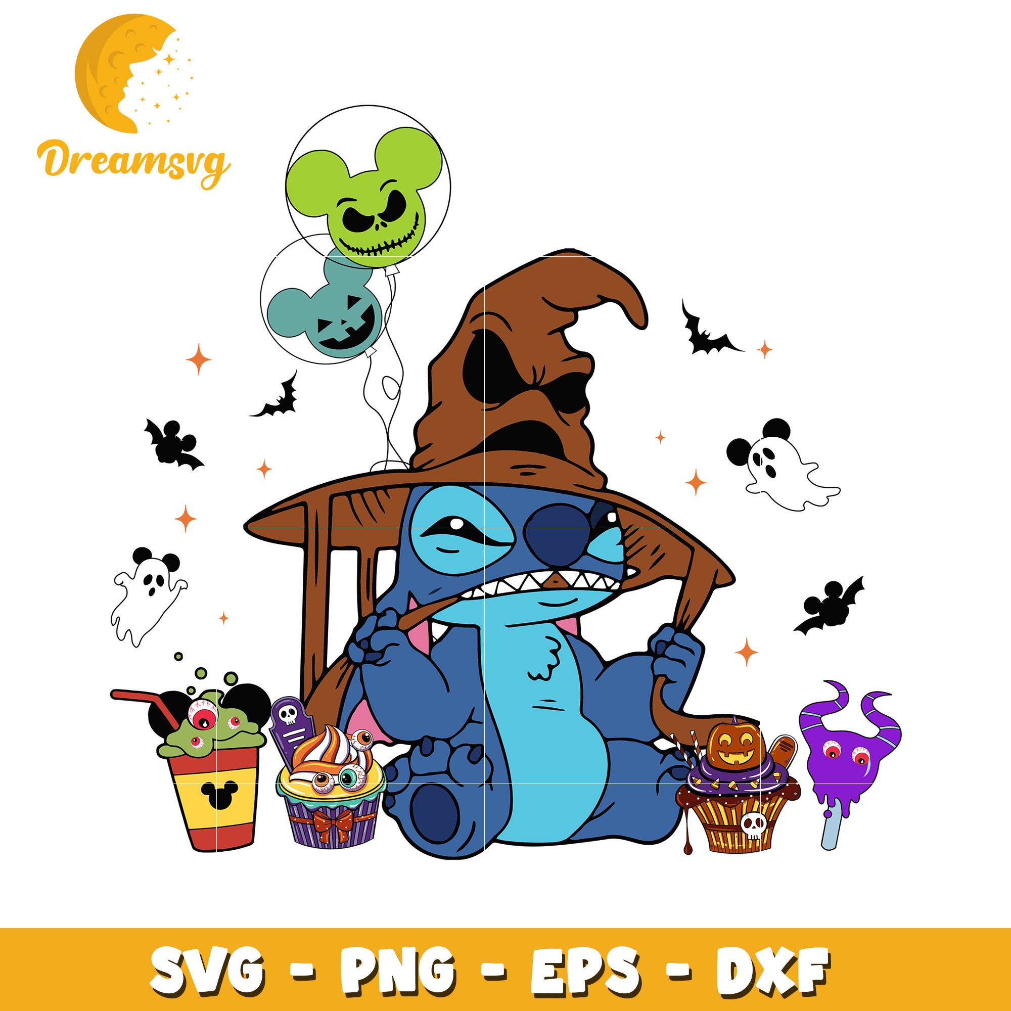 Halloween Stitch Boogie hat svg, Disney friends halloween vibes svg