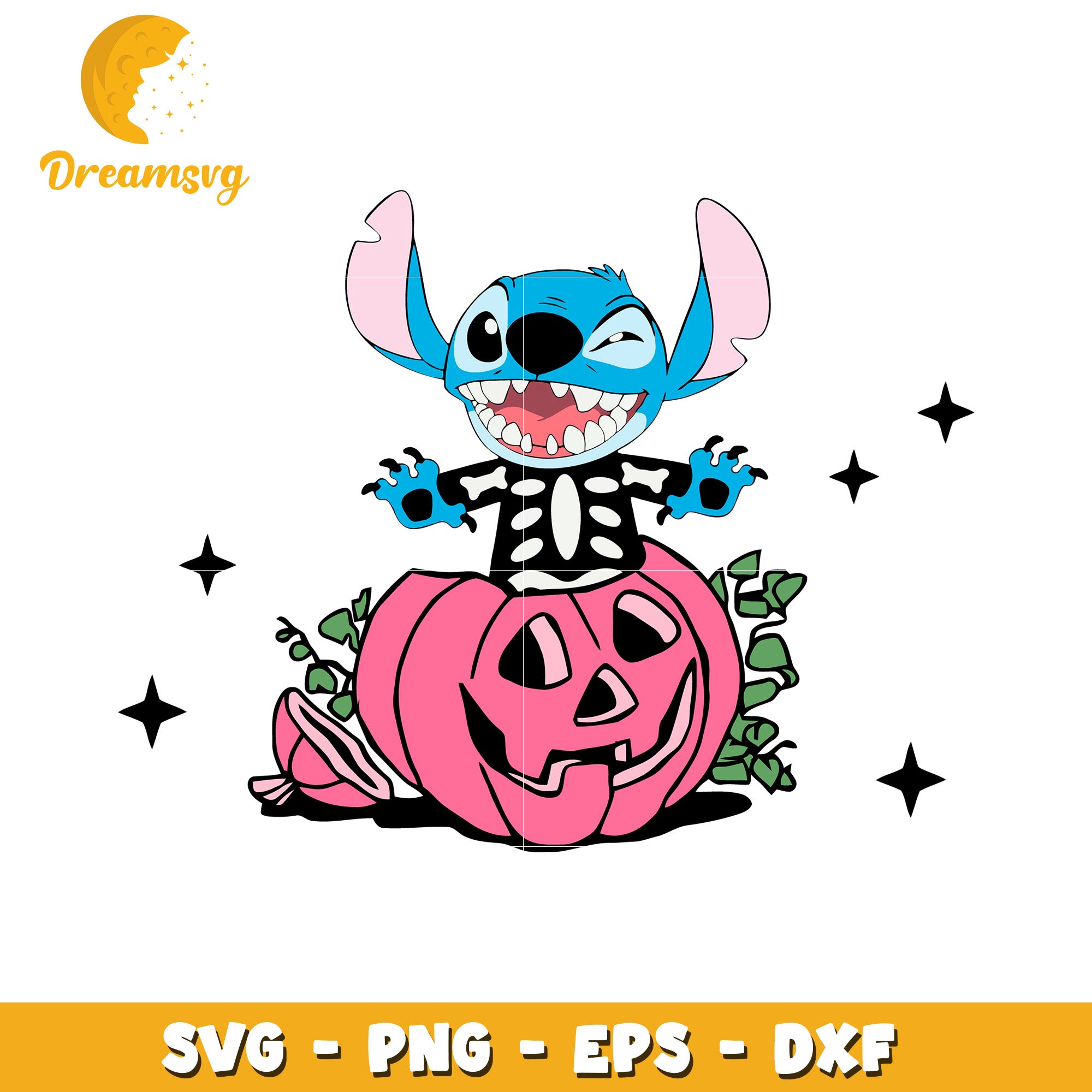 Halloween Stitch skeleton art svg, Disney friends halloween vibes svg