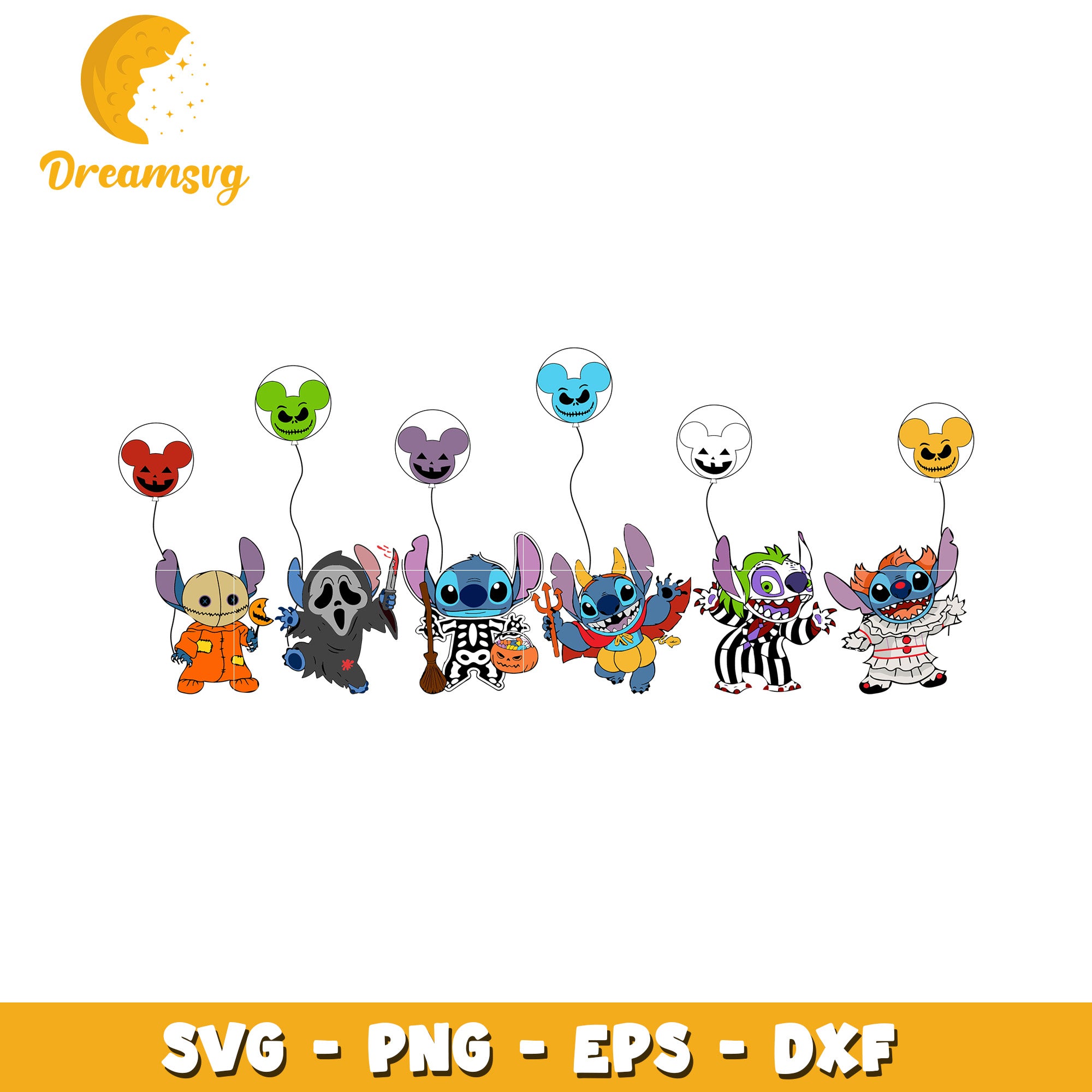 Halloween Stitch squad svg, Disney friends halloween vibes svg