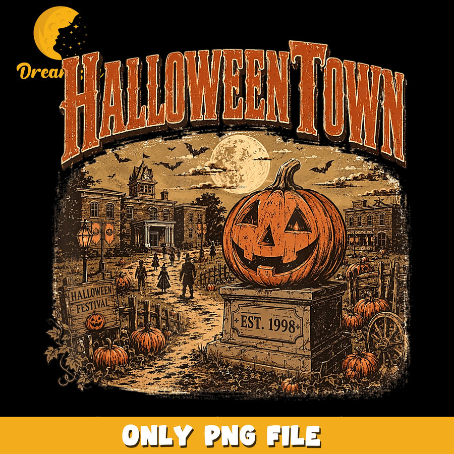 Halloween Town PNG, Pumpkin Festival, Spooky Art PNG