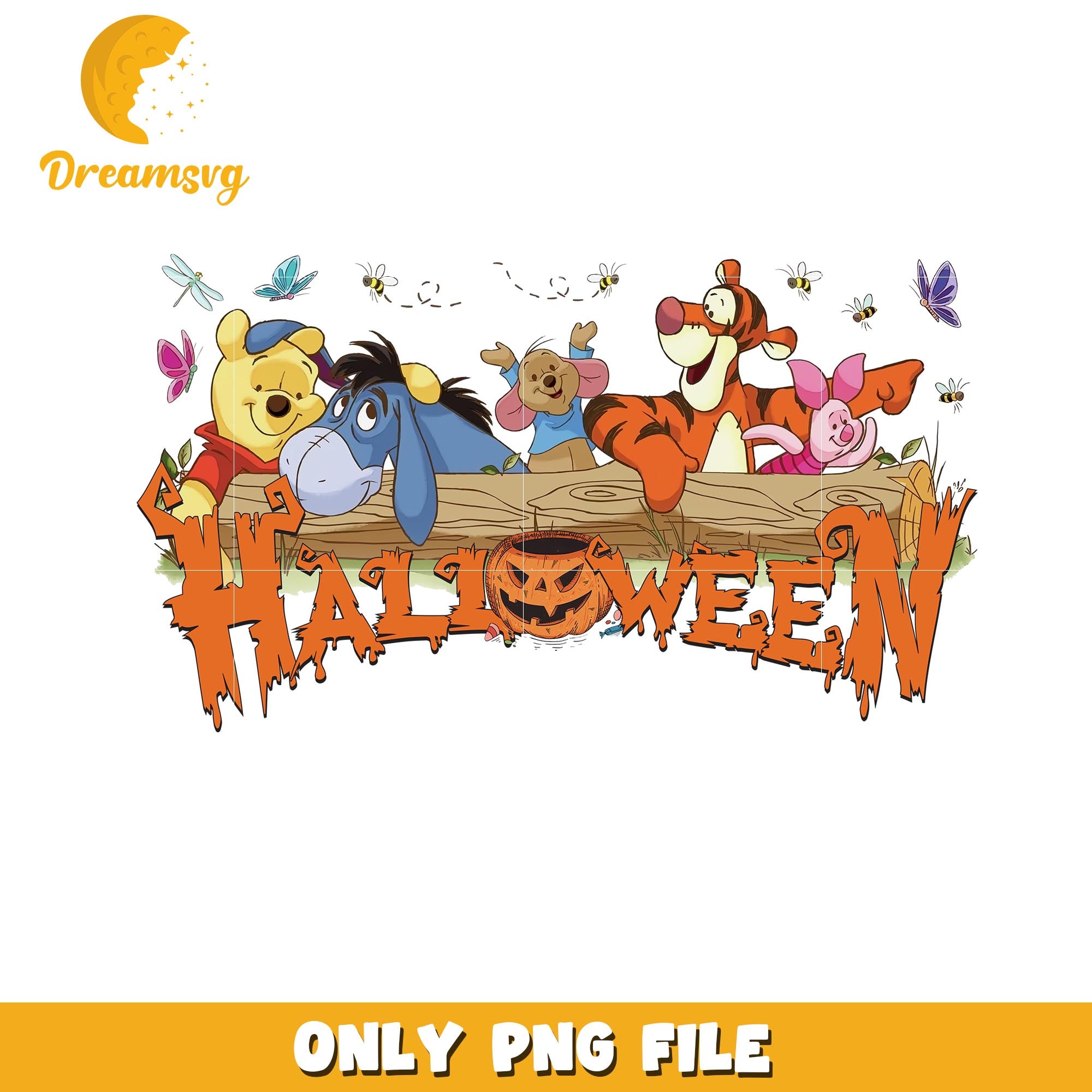 Halloween Winnie the Pooh png, Disney cartoon halloween friends png