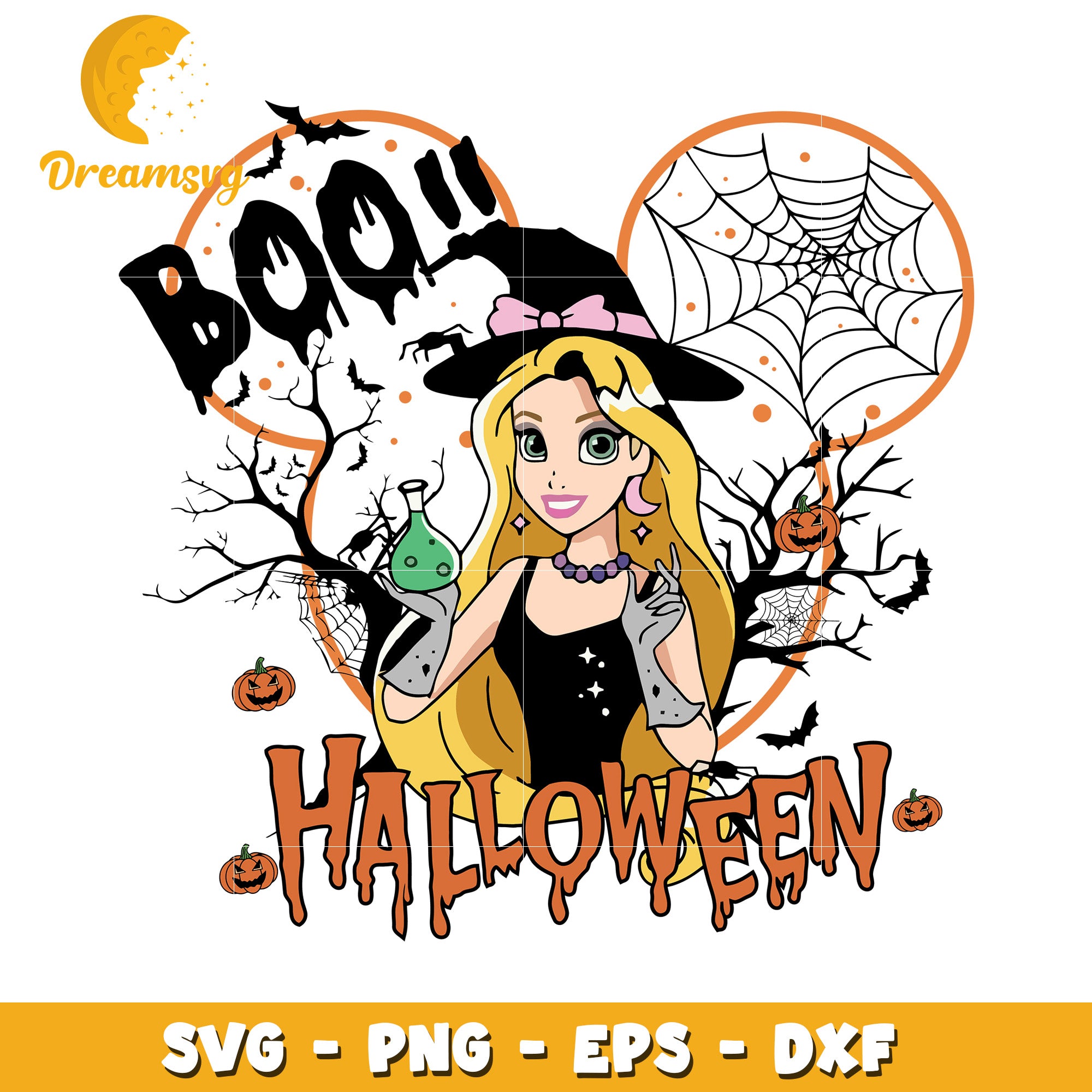 Halloween boo Rapunzel princess svg, Disney friends halloween vibes svg