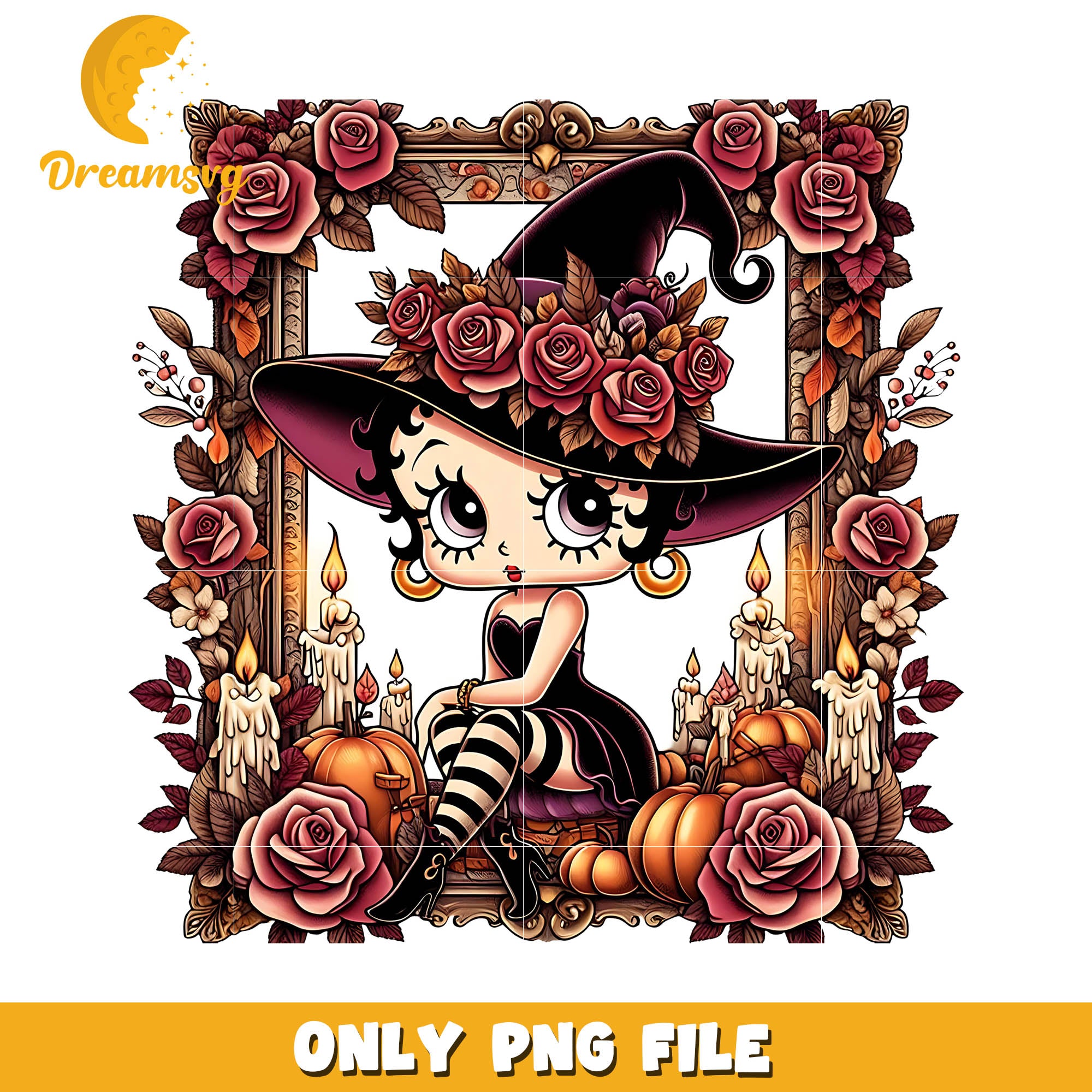 Halloween flower Betty Boop png, Halloween cartoon character png