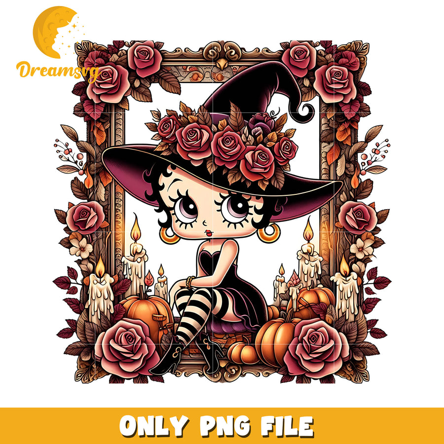 Halloween flower Betty Boop png, Halloween cartoon character png