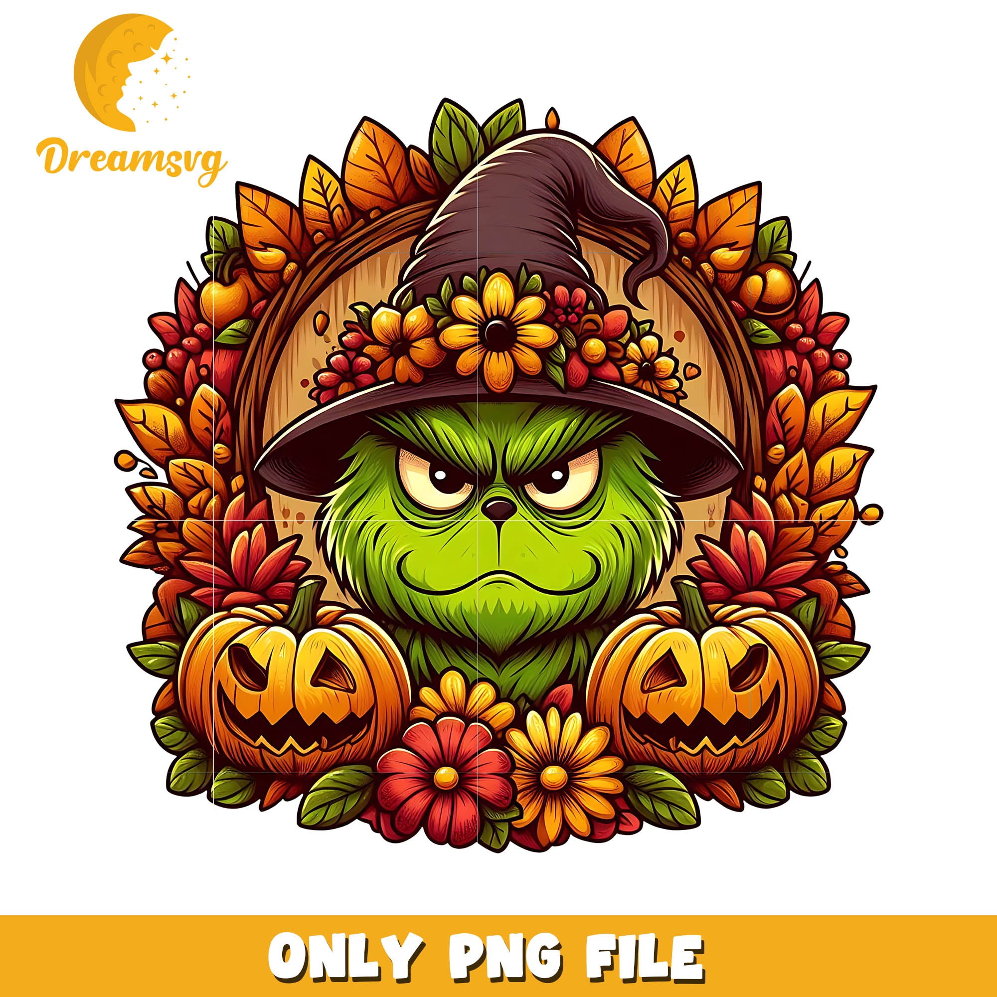 Halloween flower Grinch png, Halloween Grinch character png