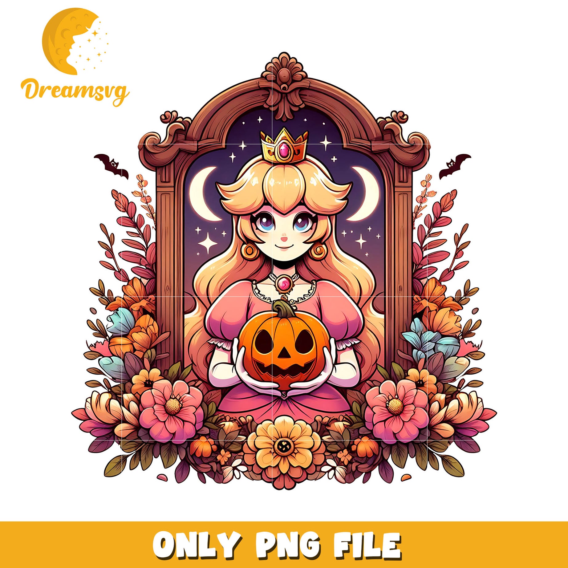 Halloween flower princess png, Halloween Super Mario cartoon png