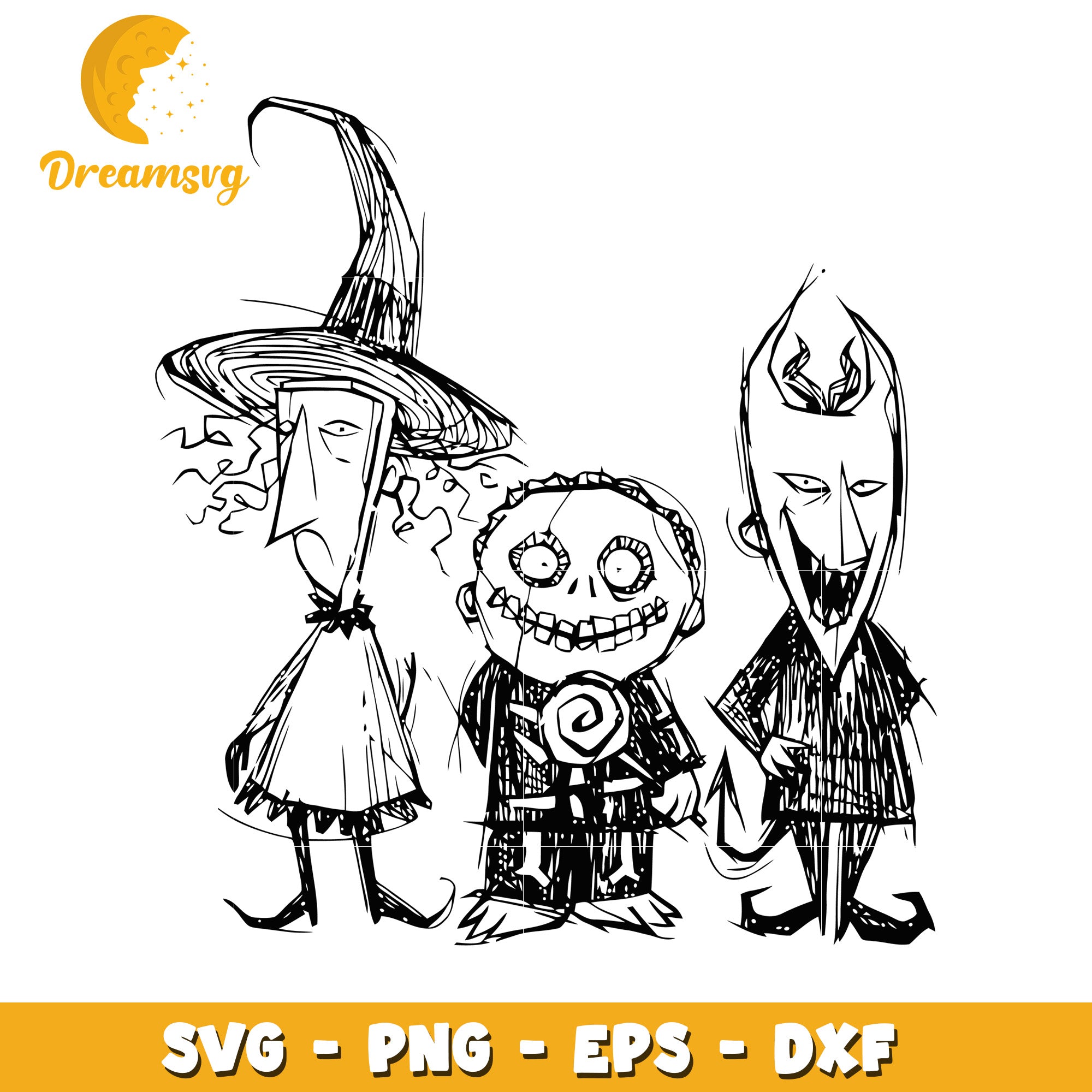 Halloween friends from the front svg, Halloween characters svg