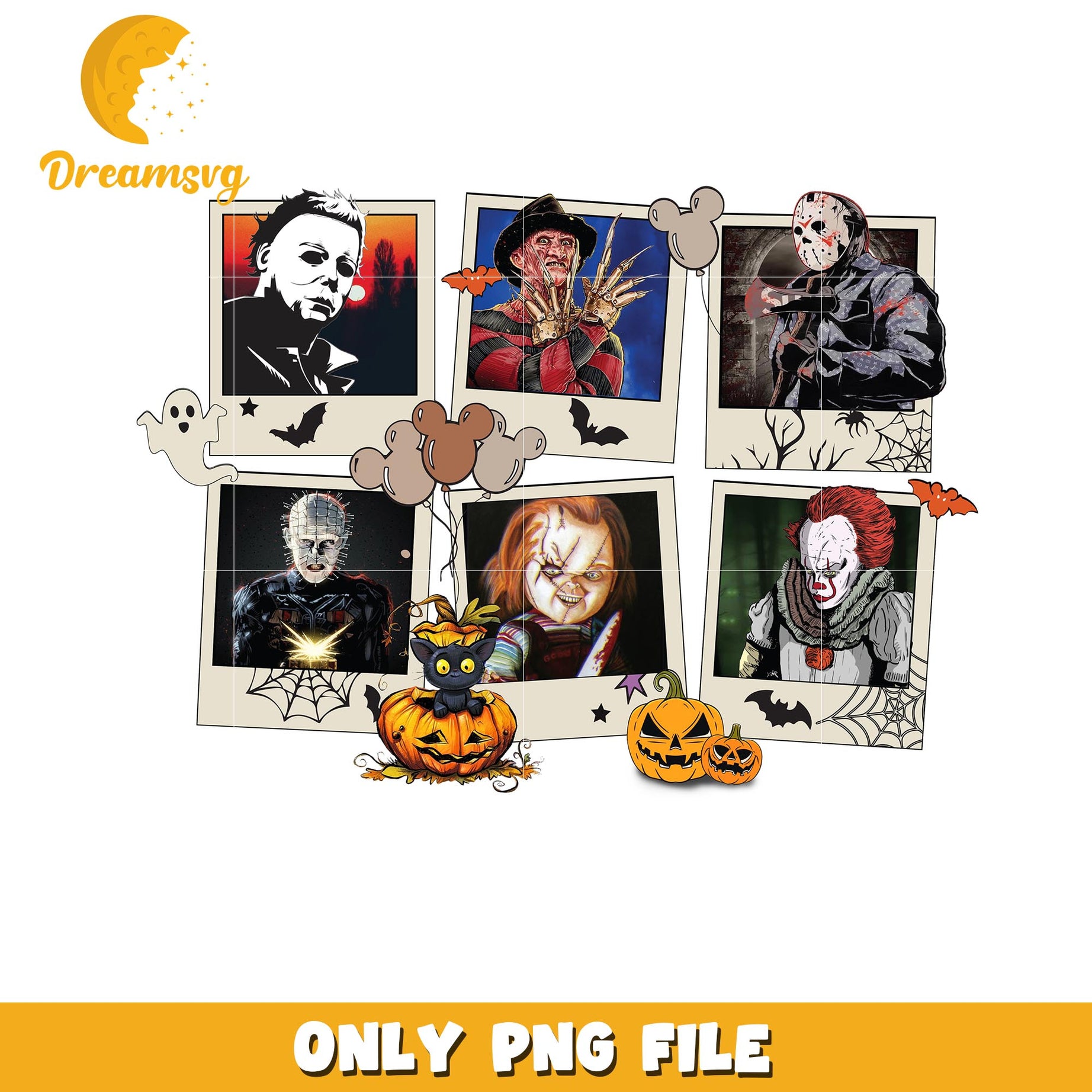 Halloween killers card png, Horror movies killers png