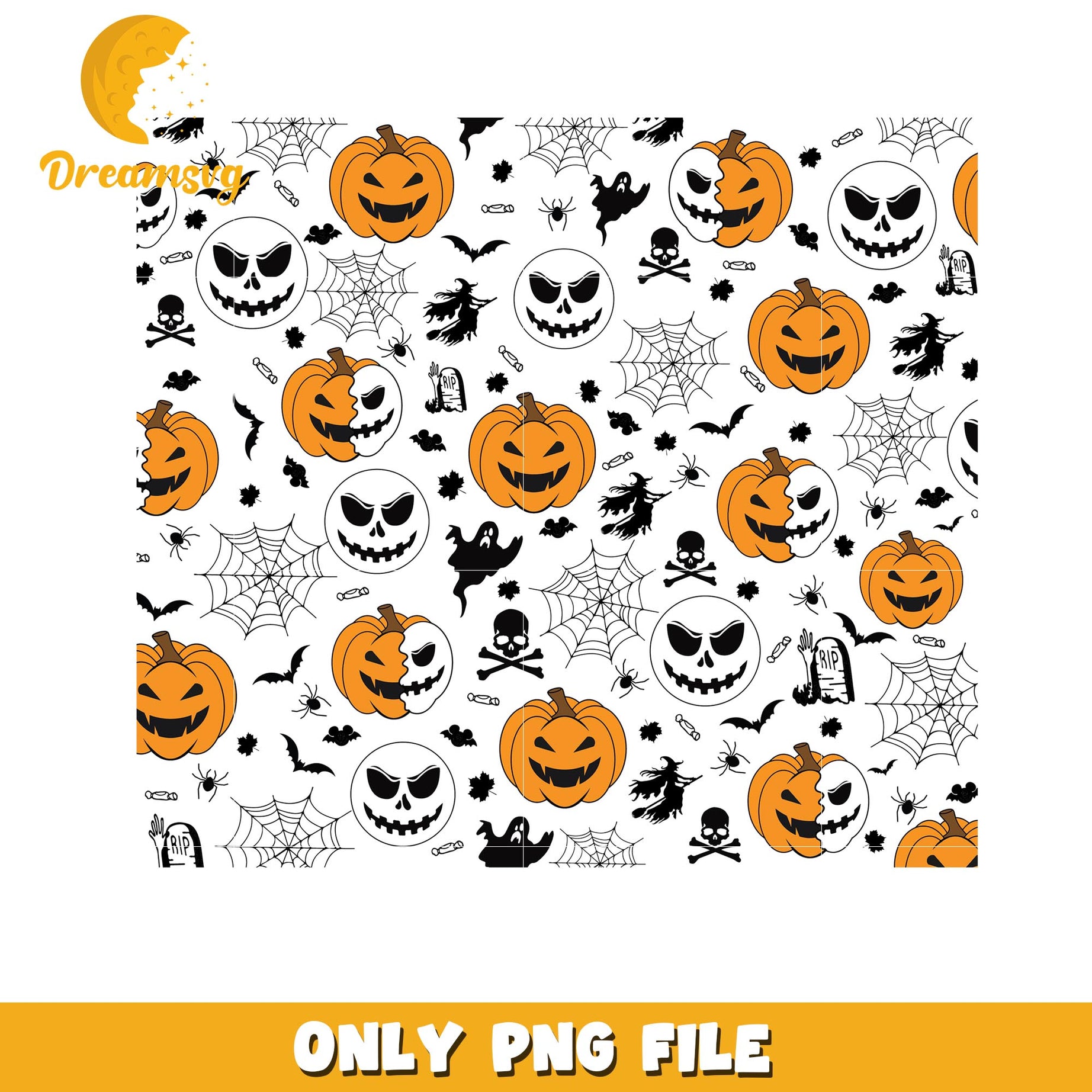 Halloween pinpkin pattern png, Disney world halloween vibes png