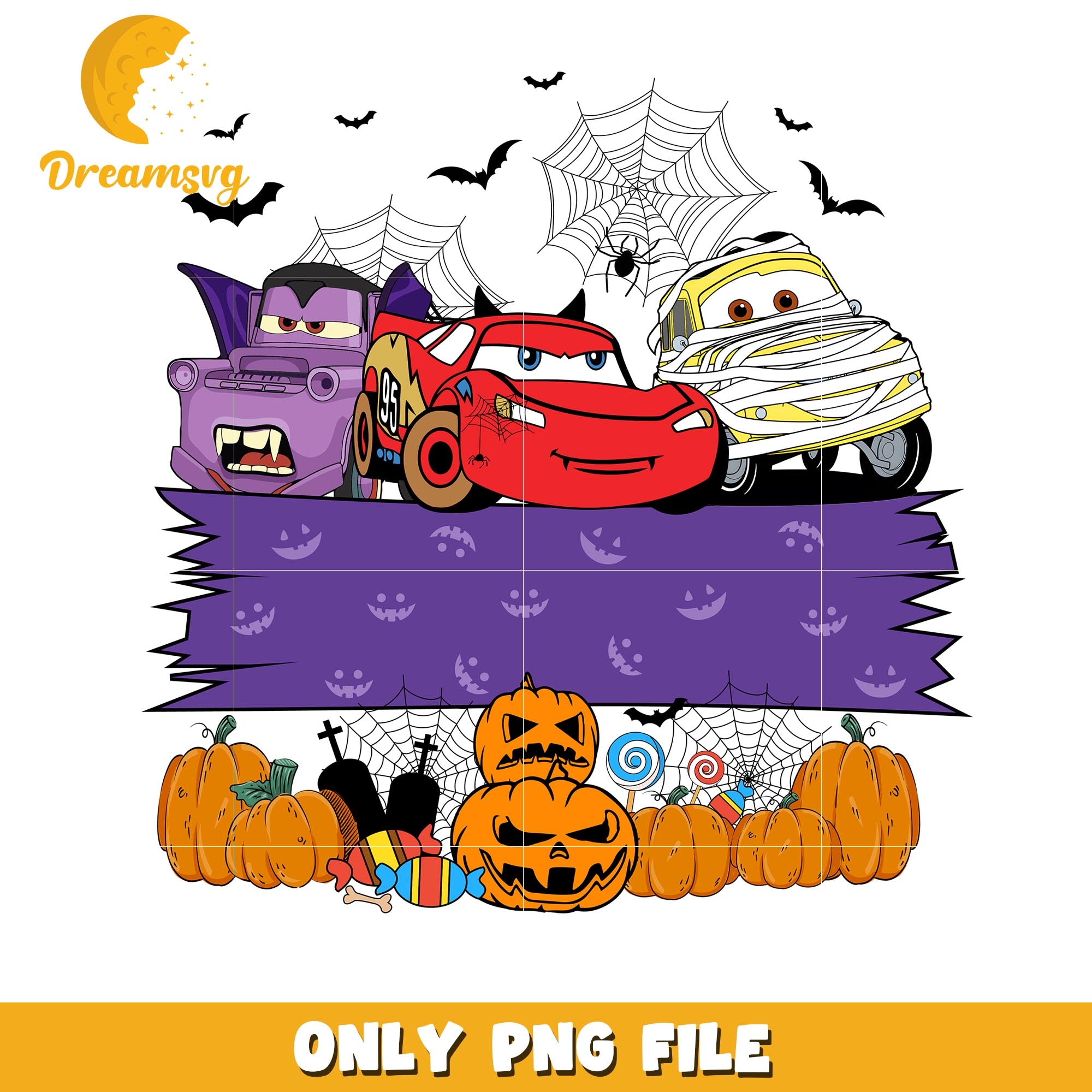 Halloween pumpking Cars characters png, Disney Pixar cartoon characters png