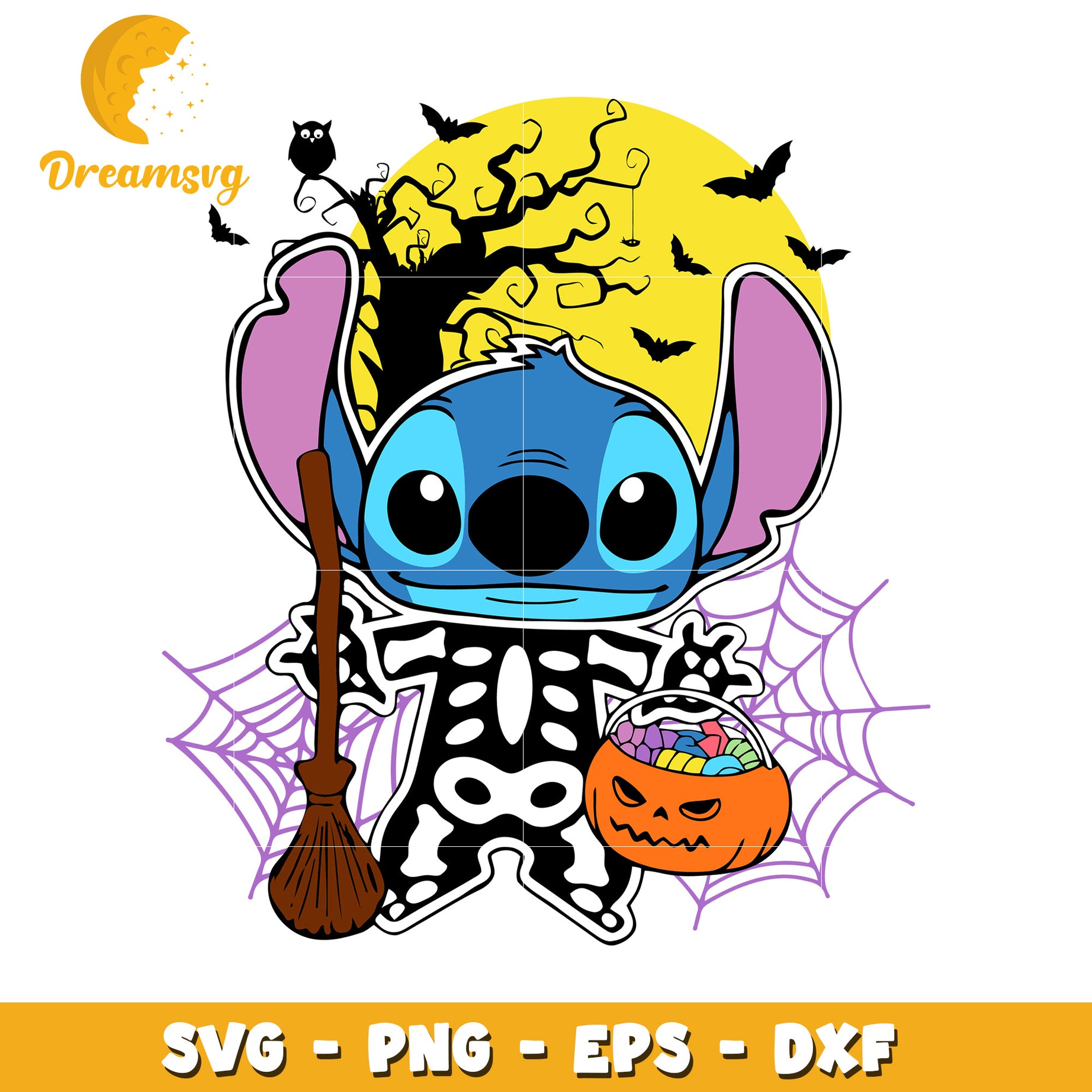 Halloween skeleton Stich svg, Disney friends halloween vibes svg