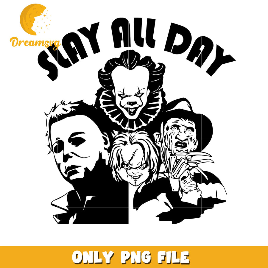 Halloween slay all day killers png, Horror movies killers png