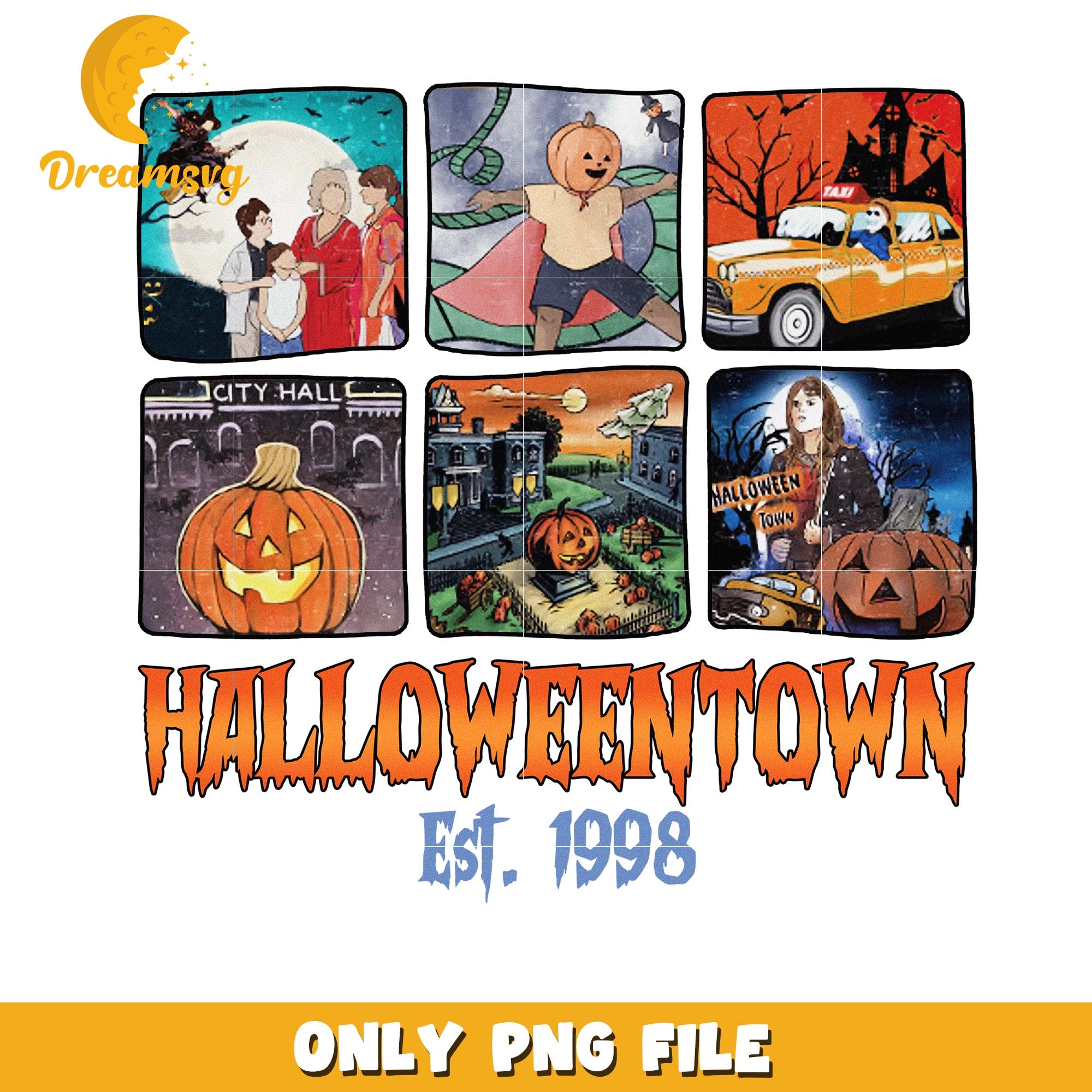 Halloween town est 1998 movies png, Halloween vibes movies night png