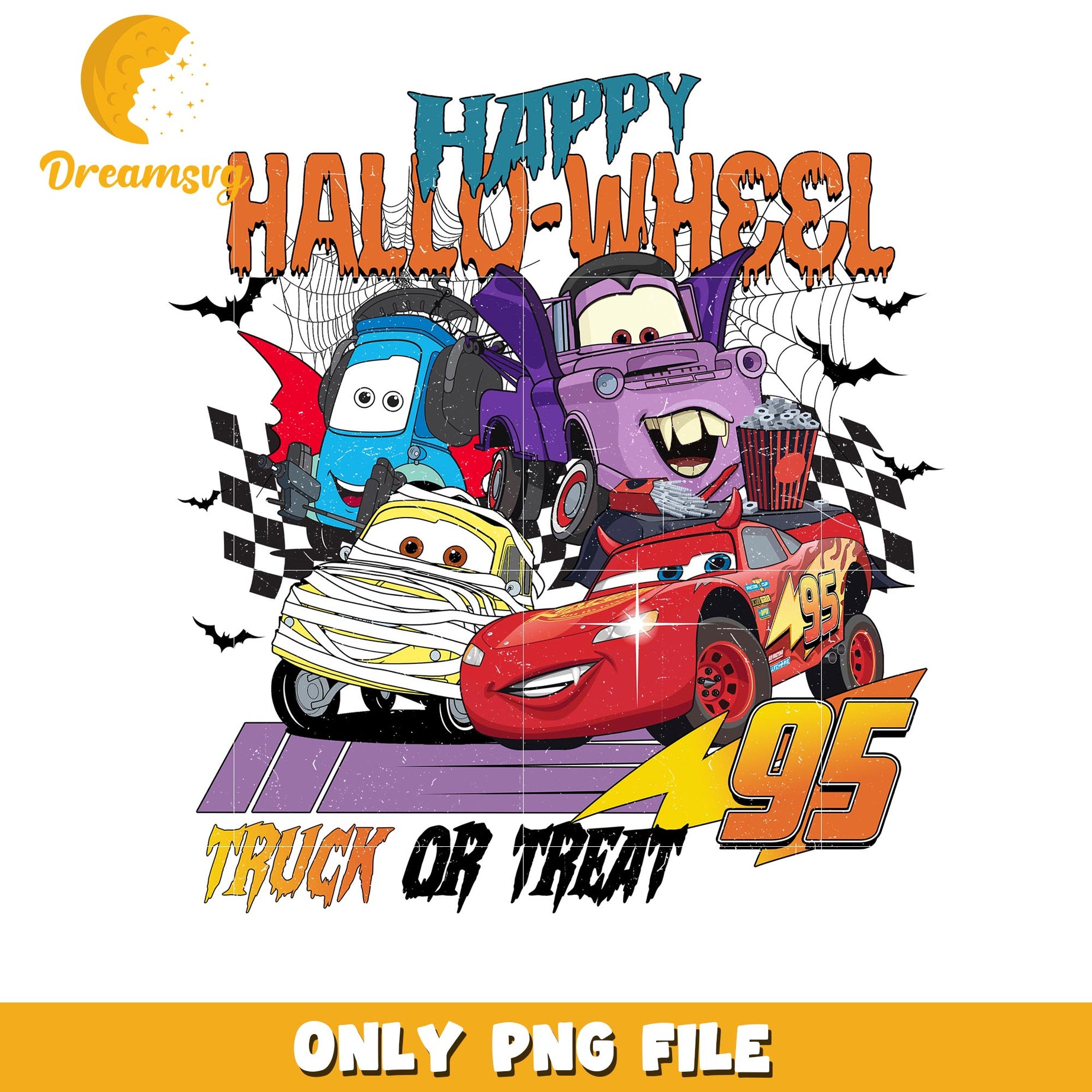 Halloween truck or treat Cars png, Disney Pixar cartoon characters png