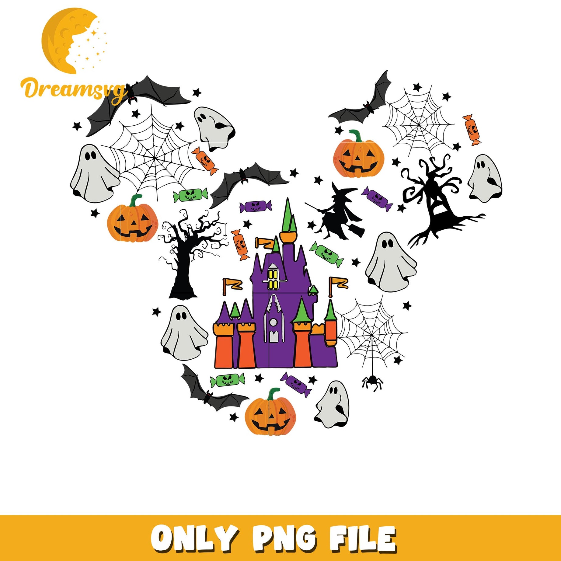 Halloween vibes Mickey mouse head png, Disney friends halloween vibes png