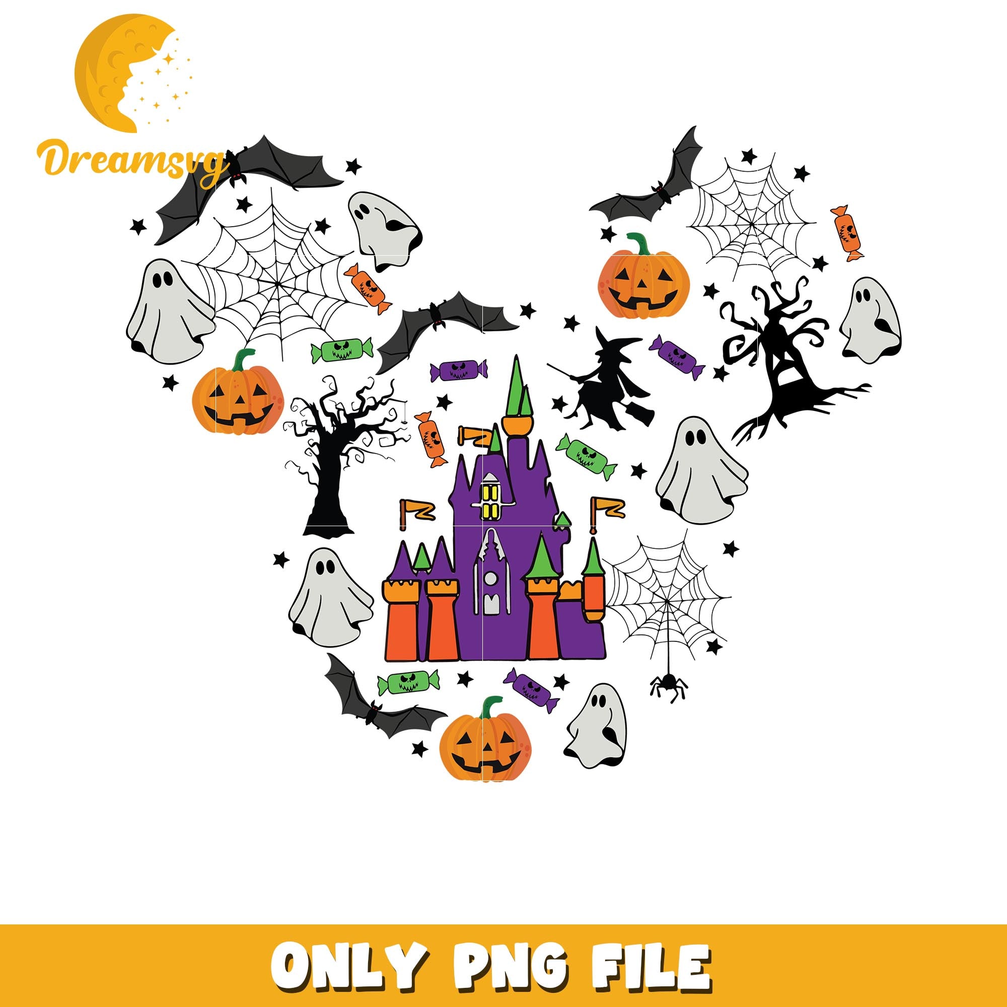 Halloween vibes Mickey mouse head png, Disney friends halloween vibes png