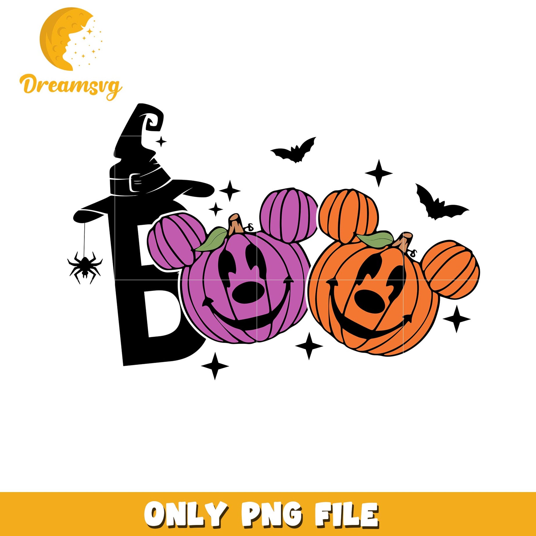 Halloween witch Mickey heads pumpkin png, Disney world halloween vibes png