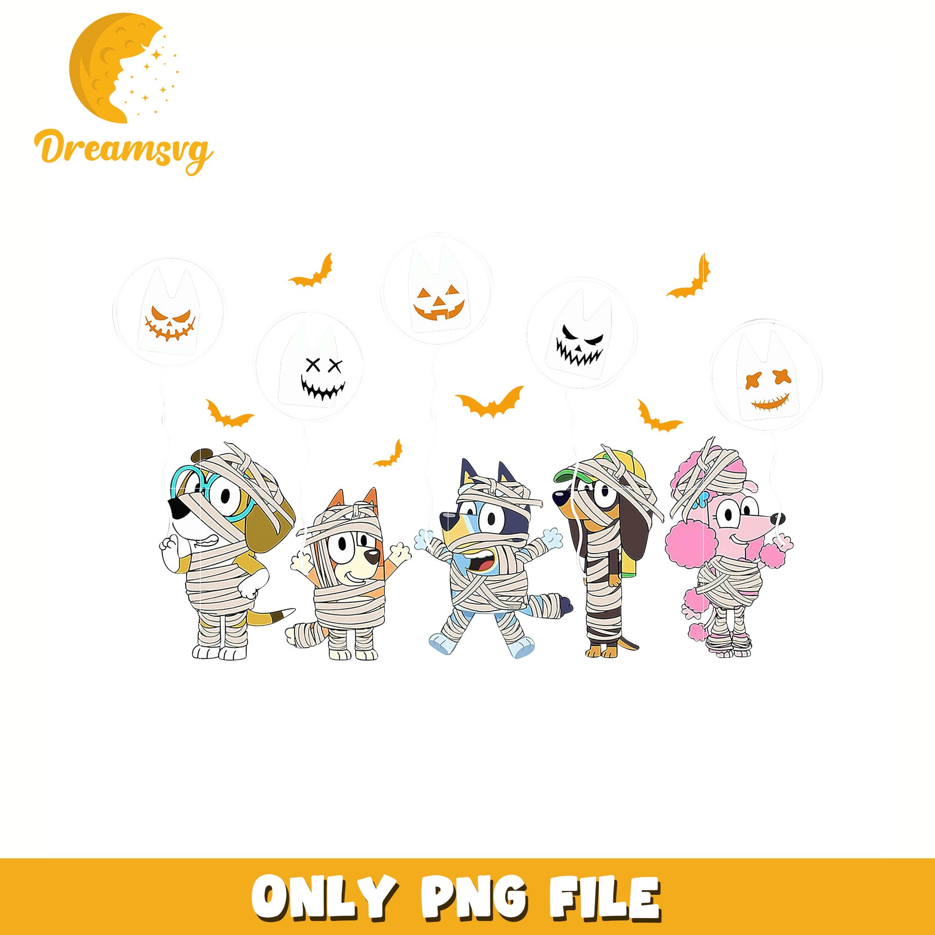 Halloween bluey design png, bluey characters png, bluey png