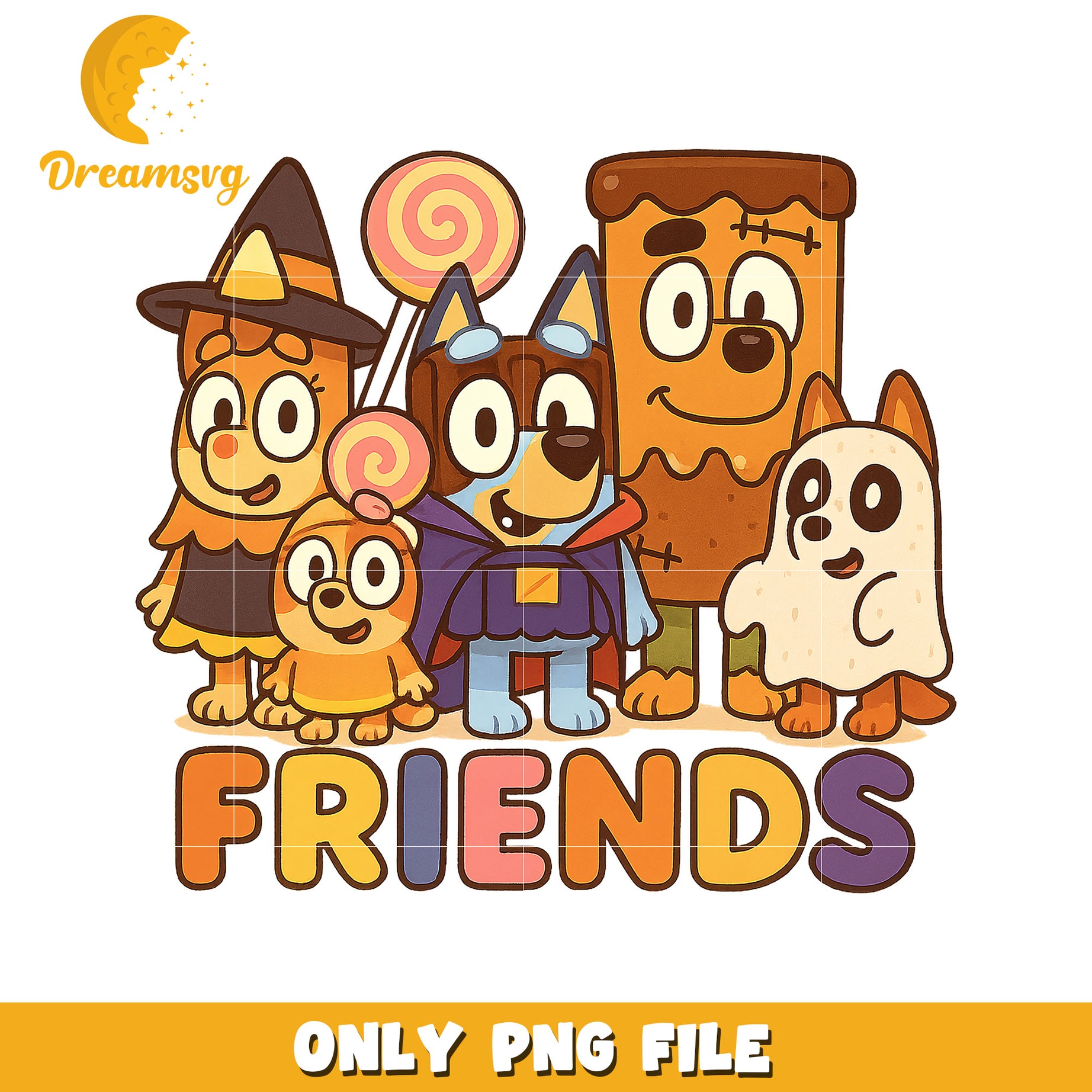 Halloween bluey friends candy png, spirit halloween png, trick or treat png