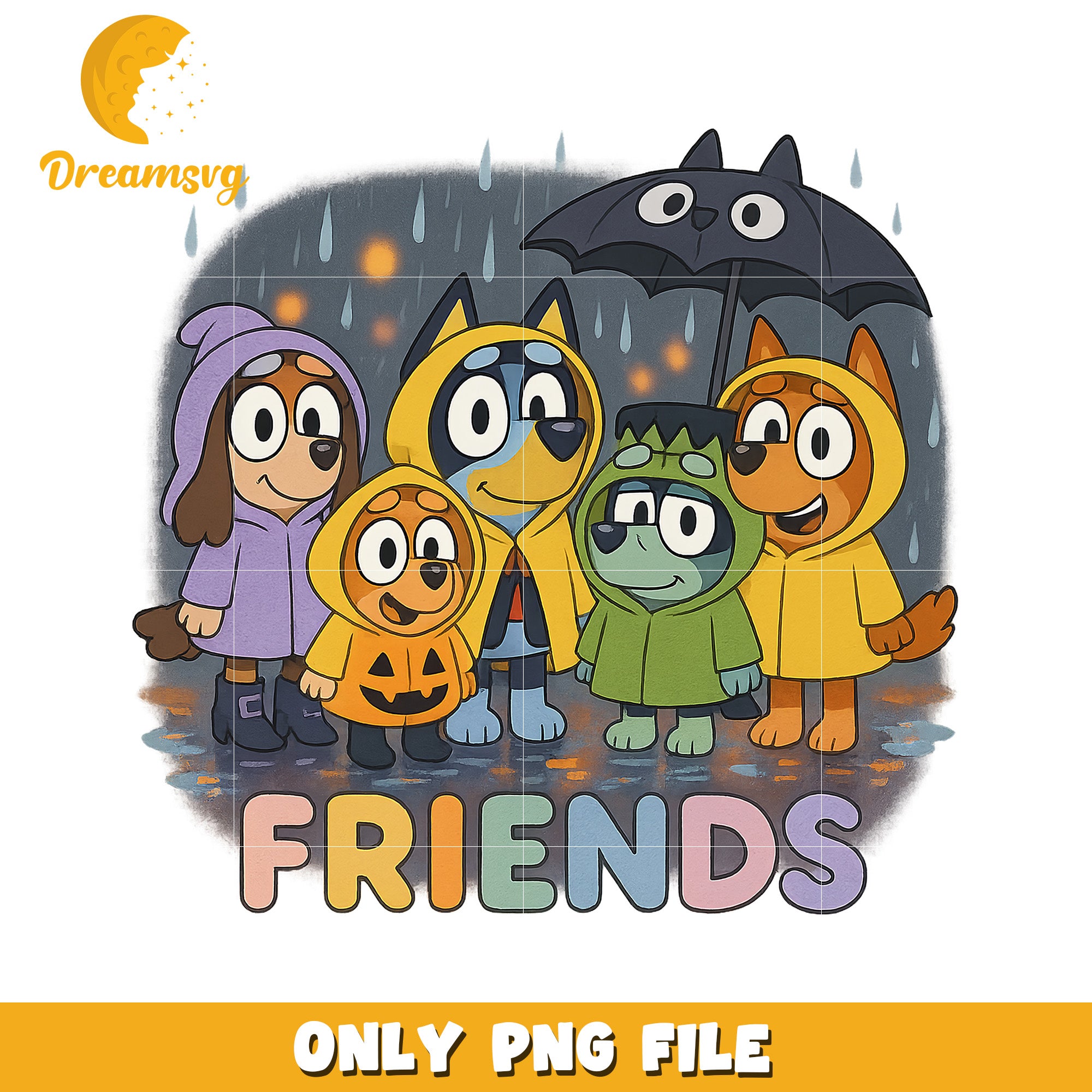 Halloween bluey friends png, spooky bluey png, halloween costumes png