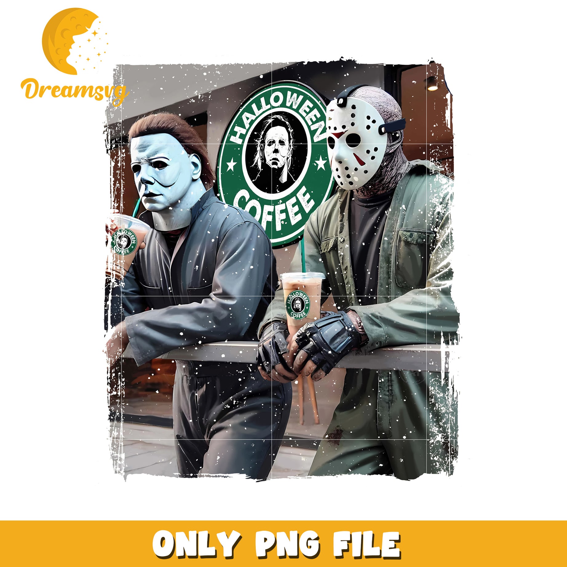 Halloween coffee png, halloween town png, happy design png