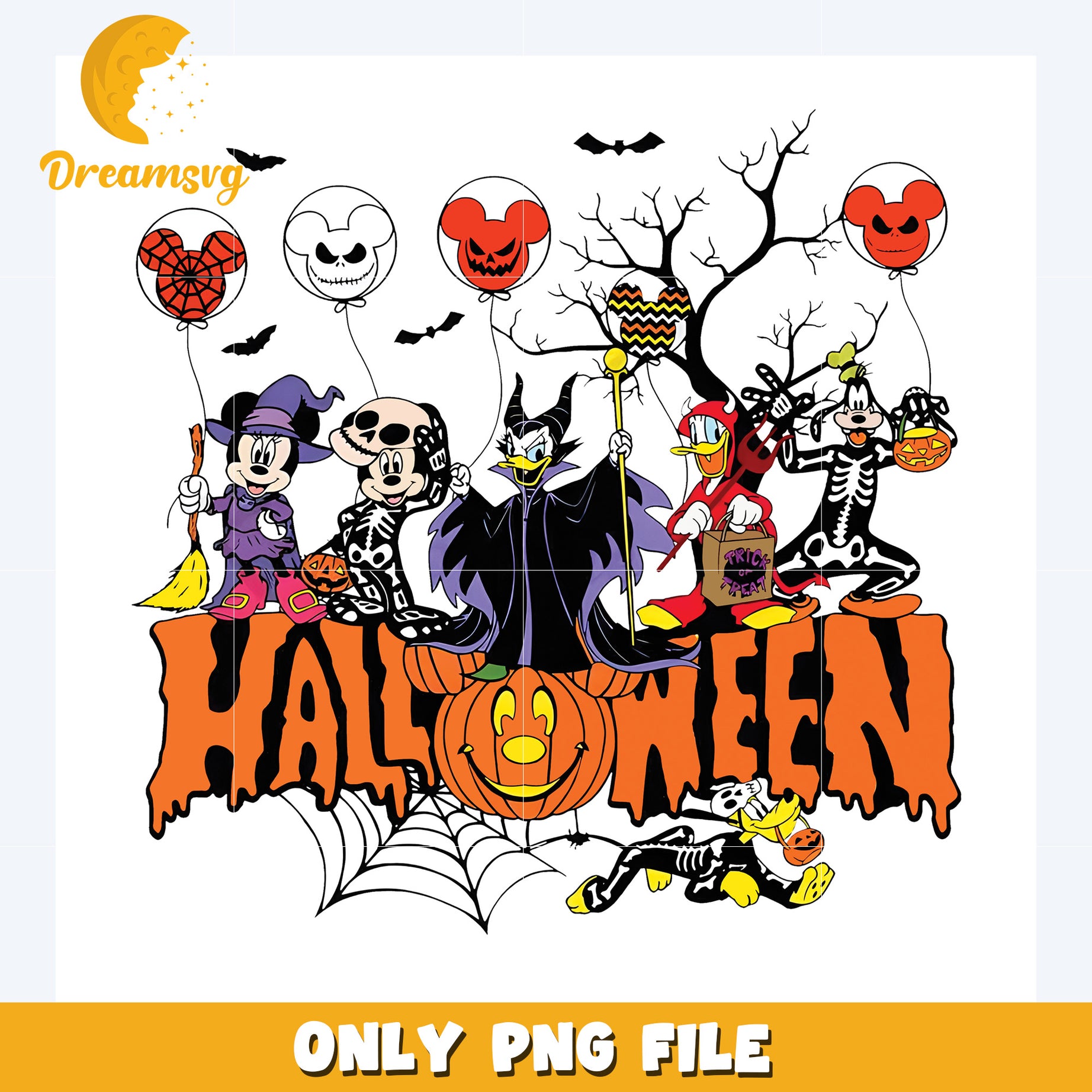 Halloween disney characters png, disney plus png, disney world png